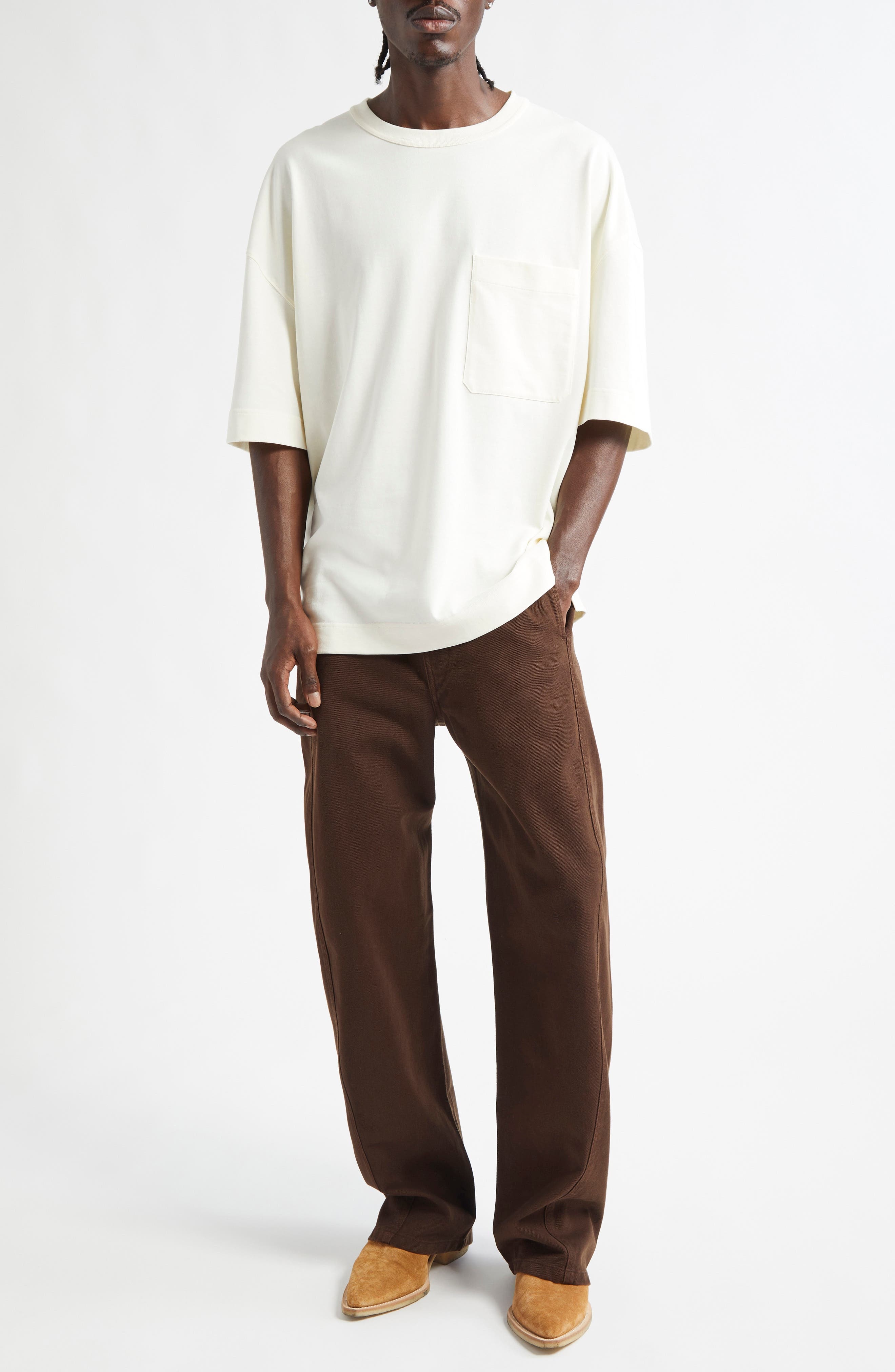 Lemaire Boxy Cotton Pocket T-Shirt in White Meringa Wh022 at Nordstrom - 2