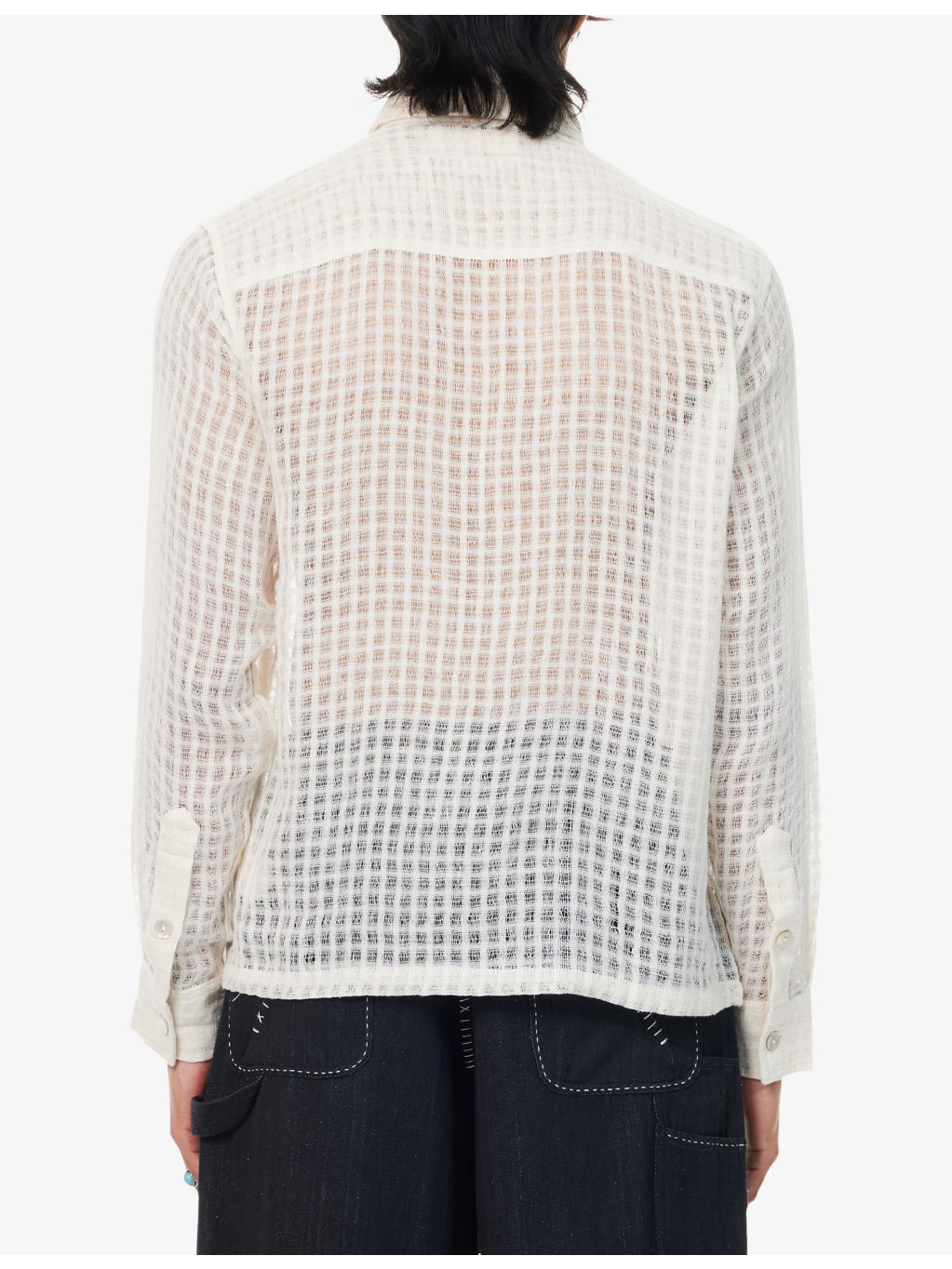 Semi-Sheer Boxy-Fit Cotton Shirt - 4