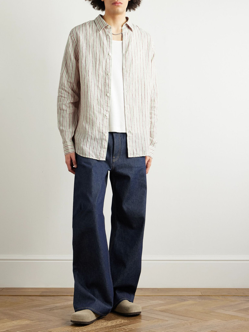 NN07 Enzo 5728 Striped Linen Shirt Neutral outlook