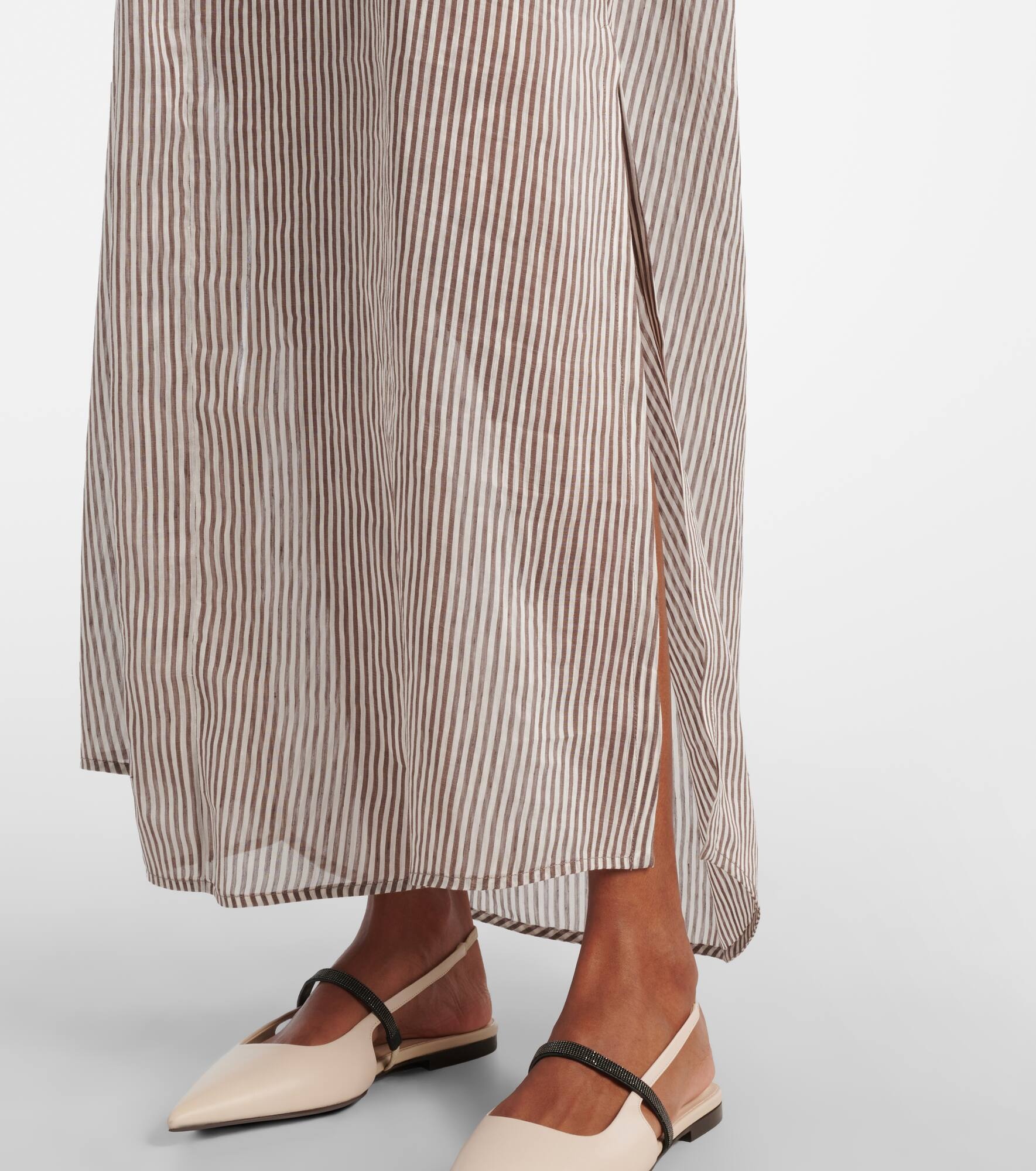 Striped linen and silk shirt dress - 6