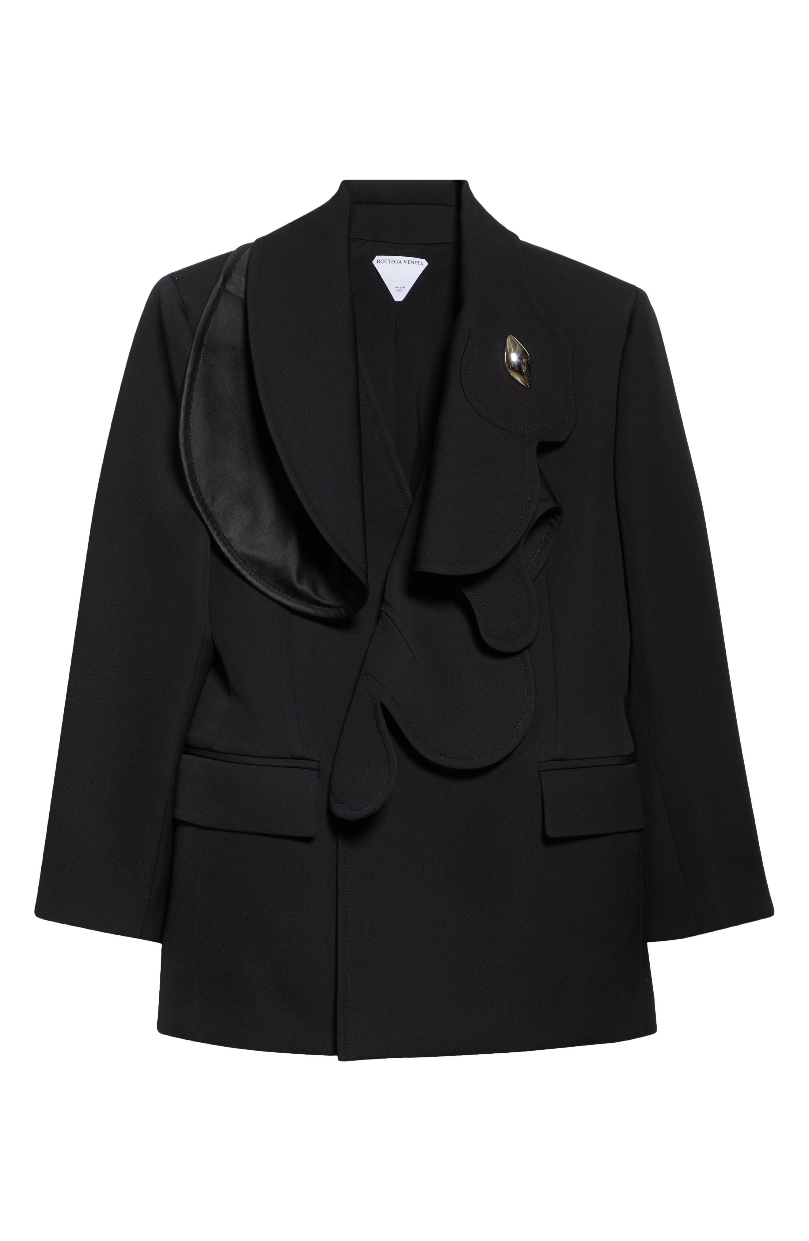 Bottega Veneta Rabbit Lapel Compact Wool Blazer in 1000 Black at Nordstrom - 7