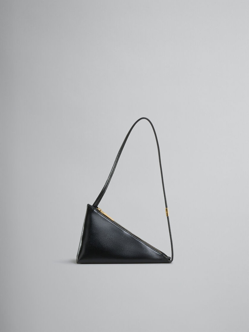 BLACK LEATHER PRISMA TRIANGLE CROSSBODY BAG 1
