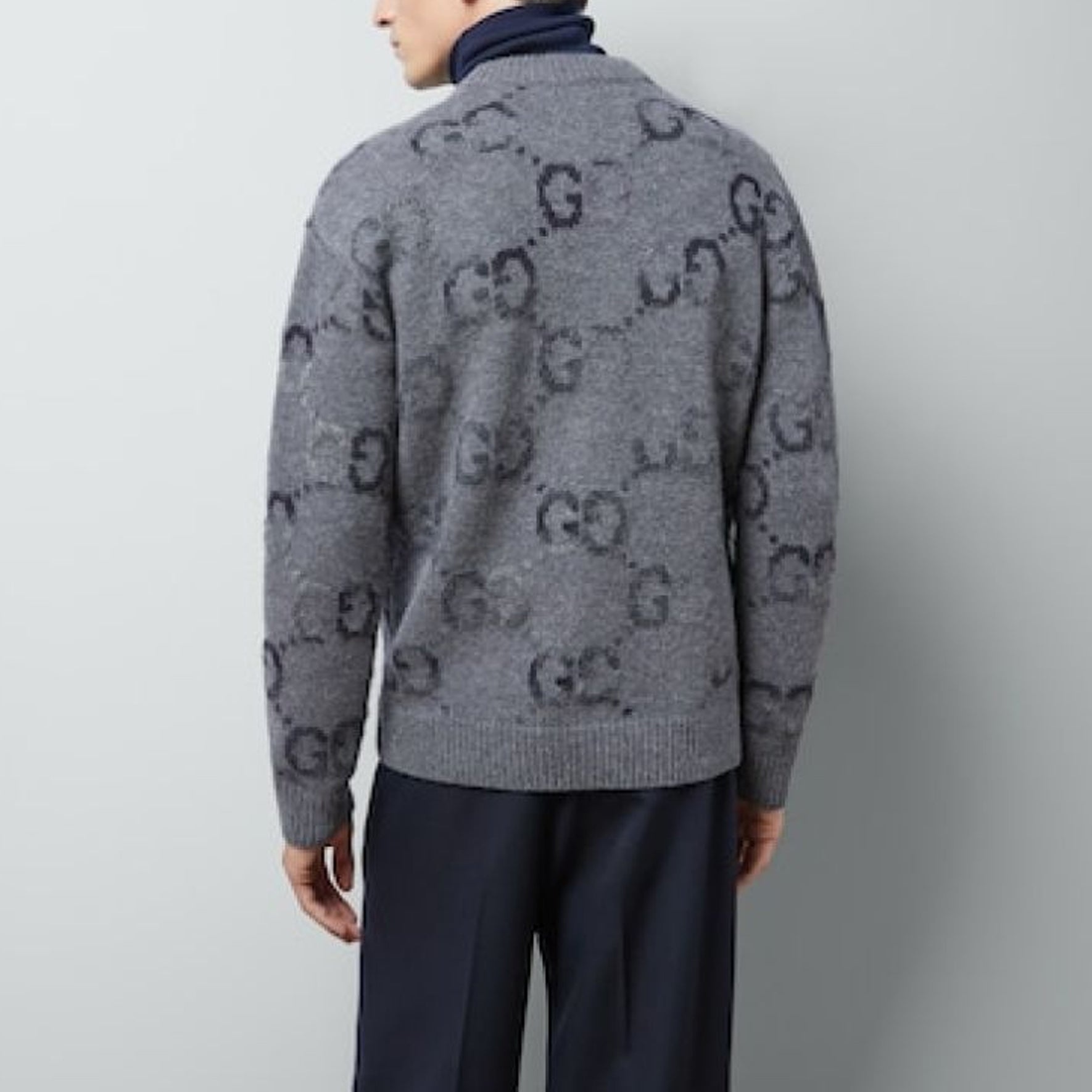 Gucci Wool Cardigan With GG Intarsia 'Grey' 770507-XKDSJ-1128 - 4