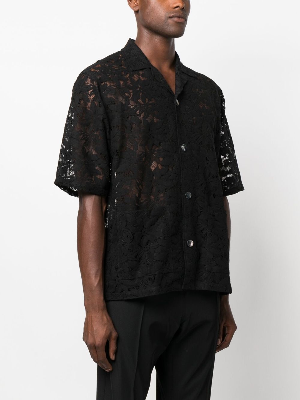 floral-lace button-up shirt - 3
