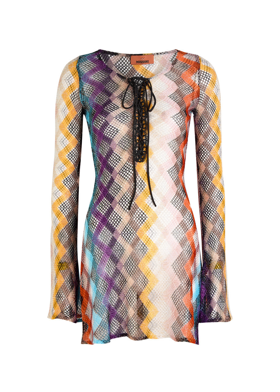 Missoni Zigzag Metallic Open-knit Mini Dress - 1
