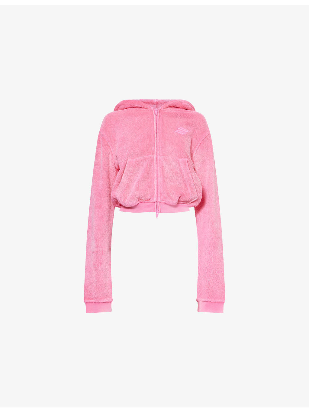 Shrunken Logo-Embroidered Zip Cotton-Terry Hoody - 1