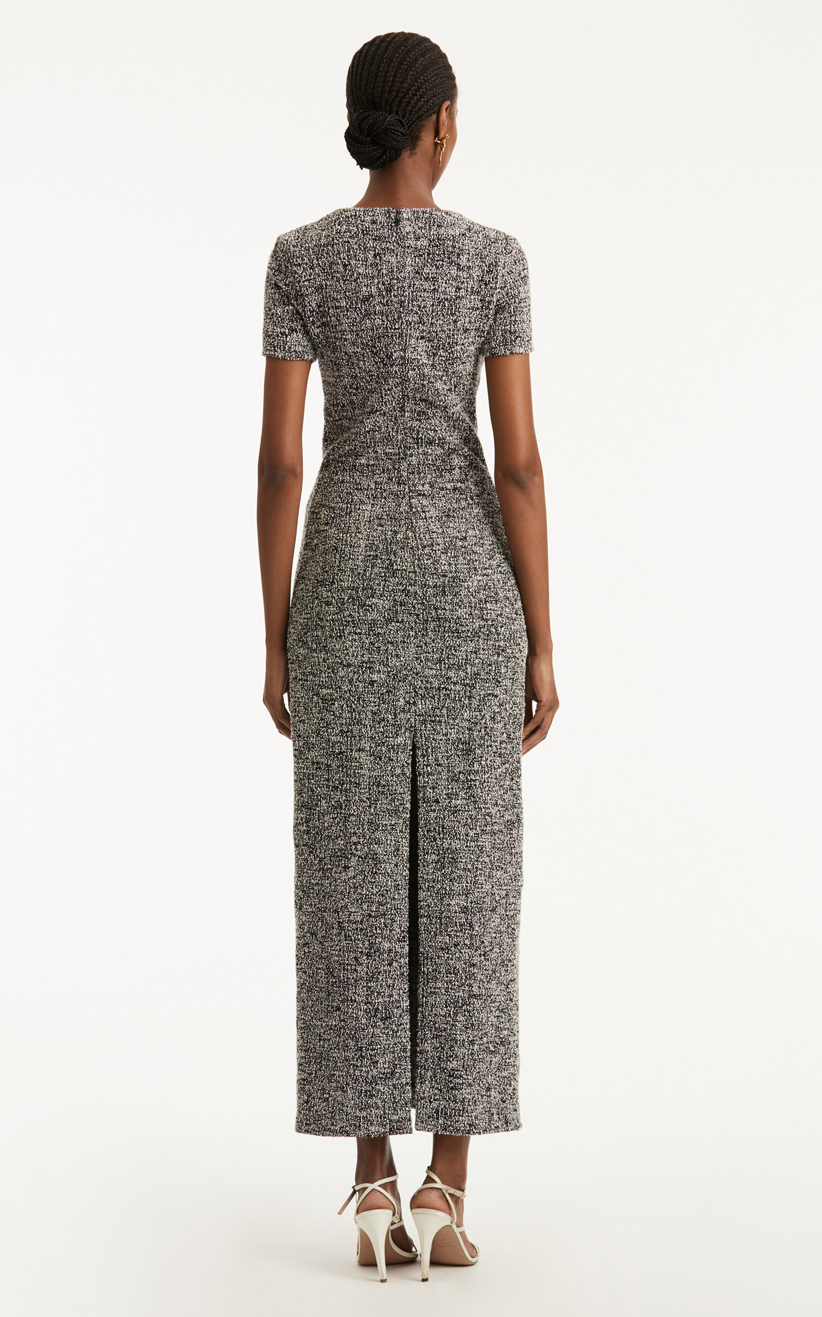 Bouclé Tweed Maxi Dress black/white - 5
