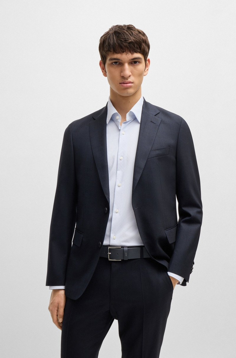 BOSS EMBOSSED-LEATHER BELT WITH PIN BUCKLE AND LOGO KEEPER outlook