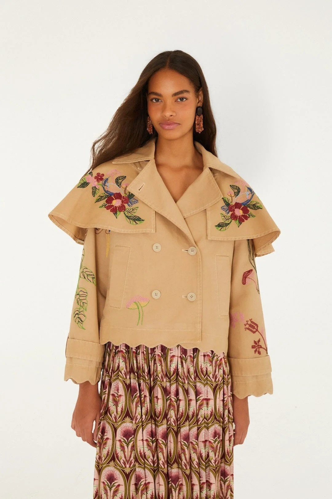 Twill Mini Trench Coat - 1