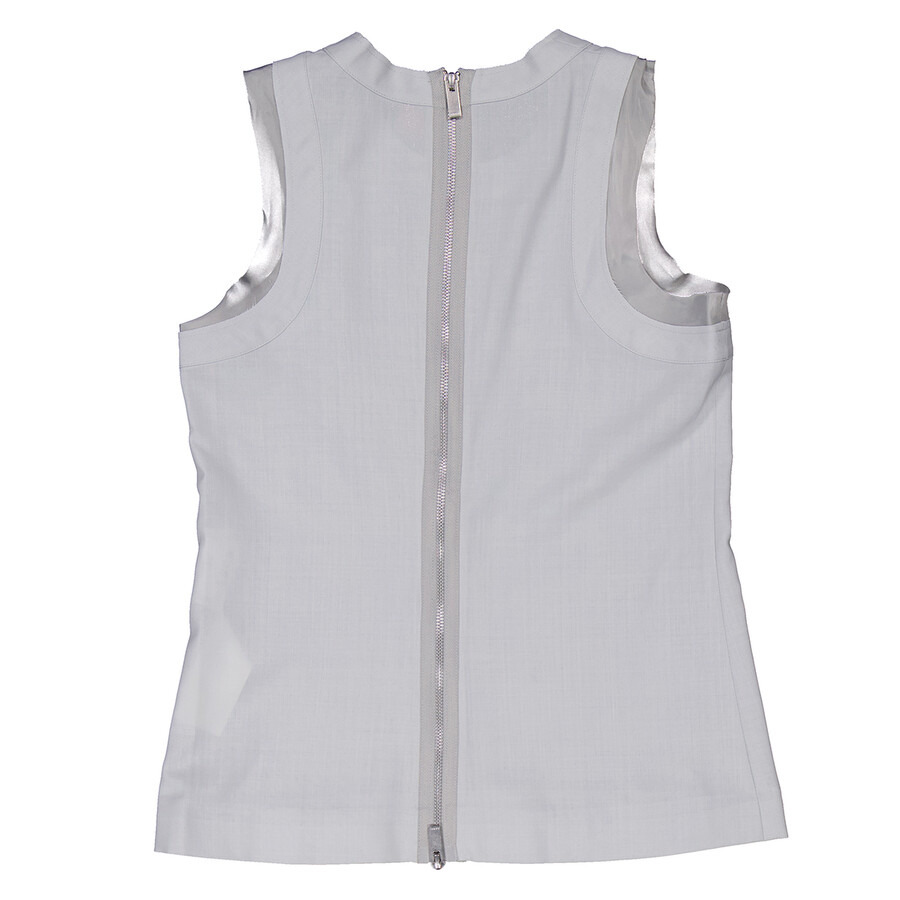 Sacai Ladies L / Gray Zipped-Back Round-Neck Tank Top - 6