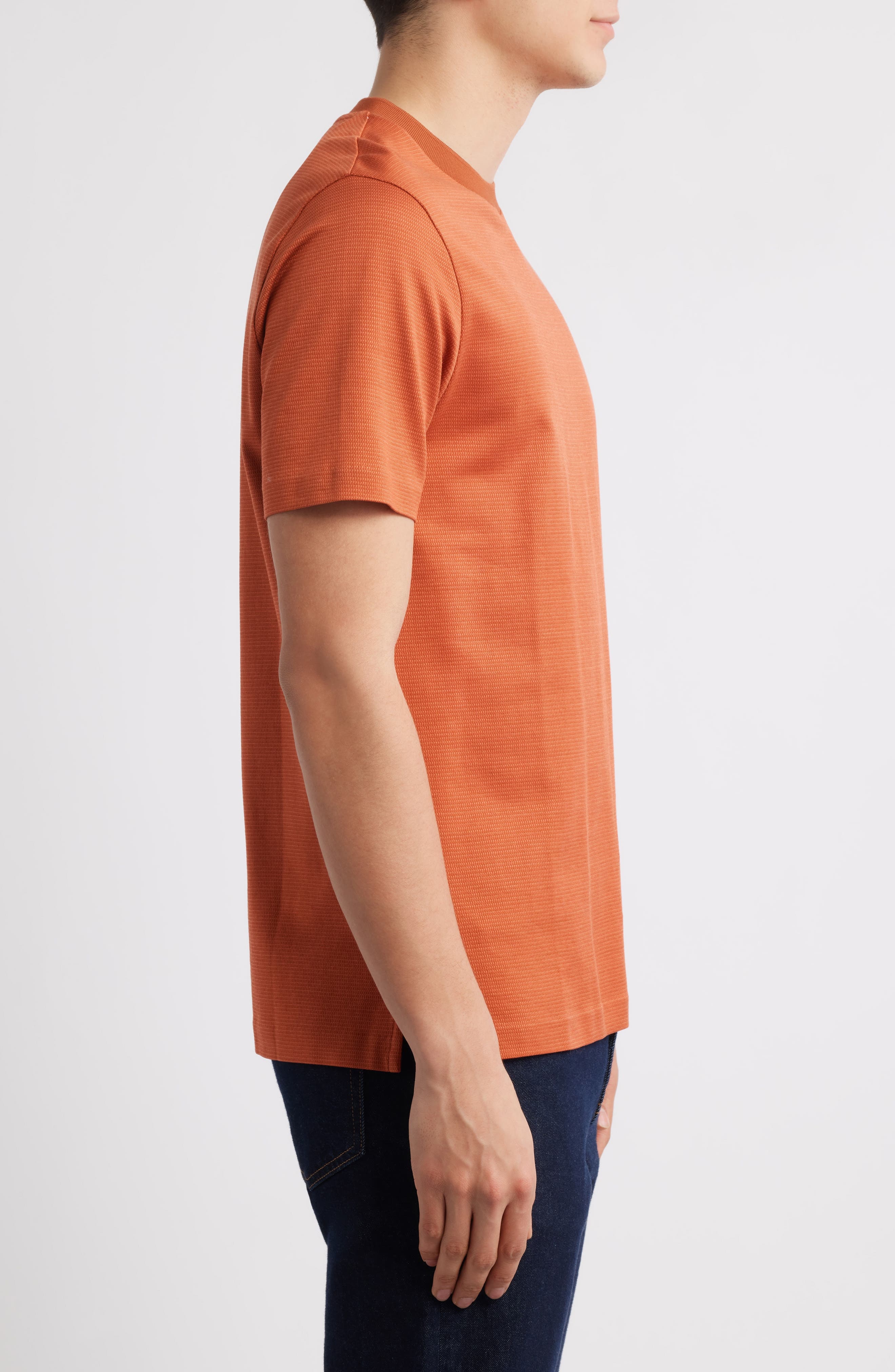 BOSS Thompson Pinstripe Cotton T-Shirt in Dark Orange at Nordstrom - 3