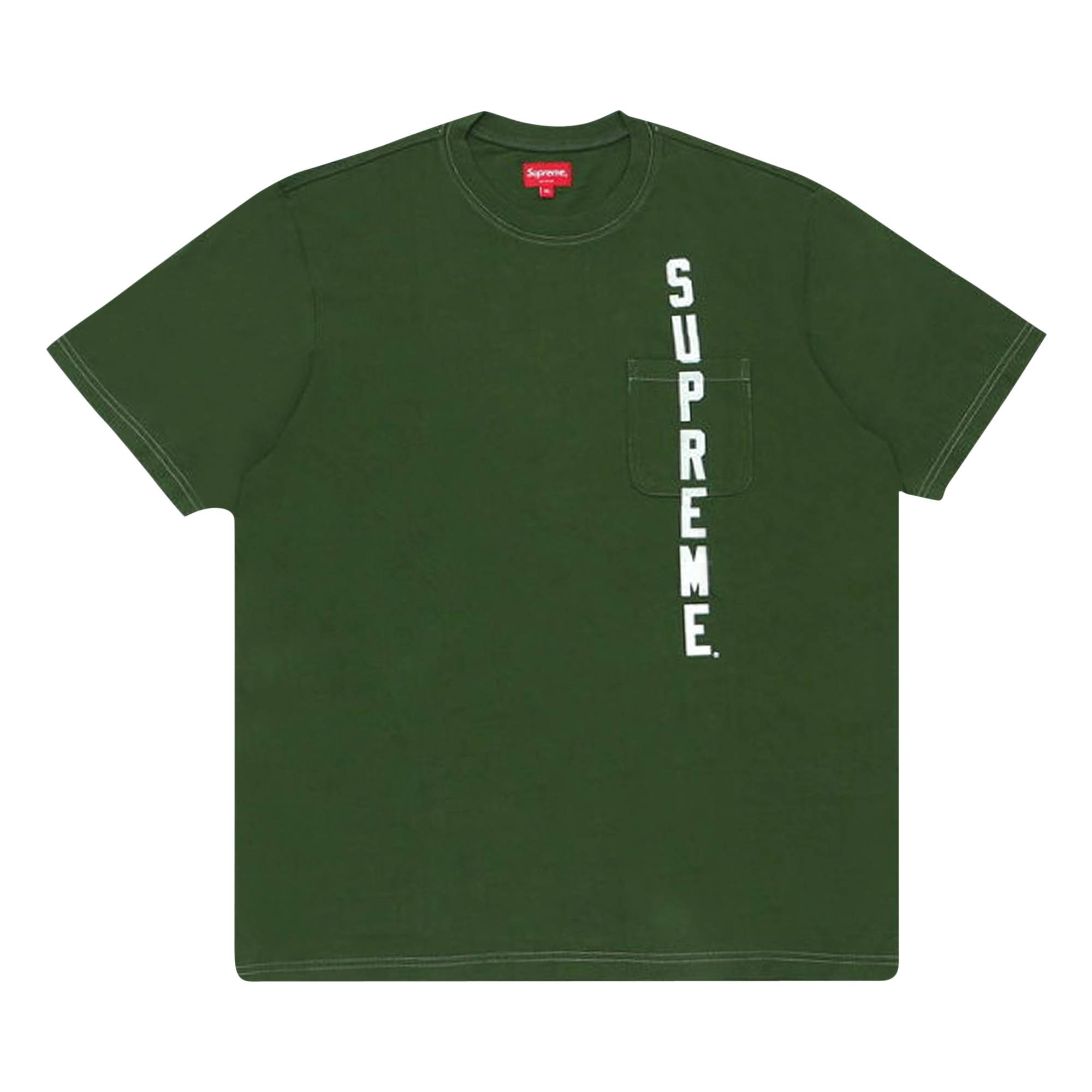 Supreme Contrast Stitch Pocket Tee 'Green' - 1