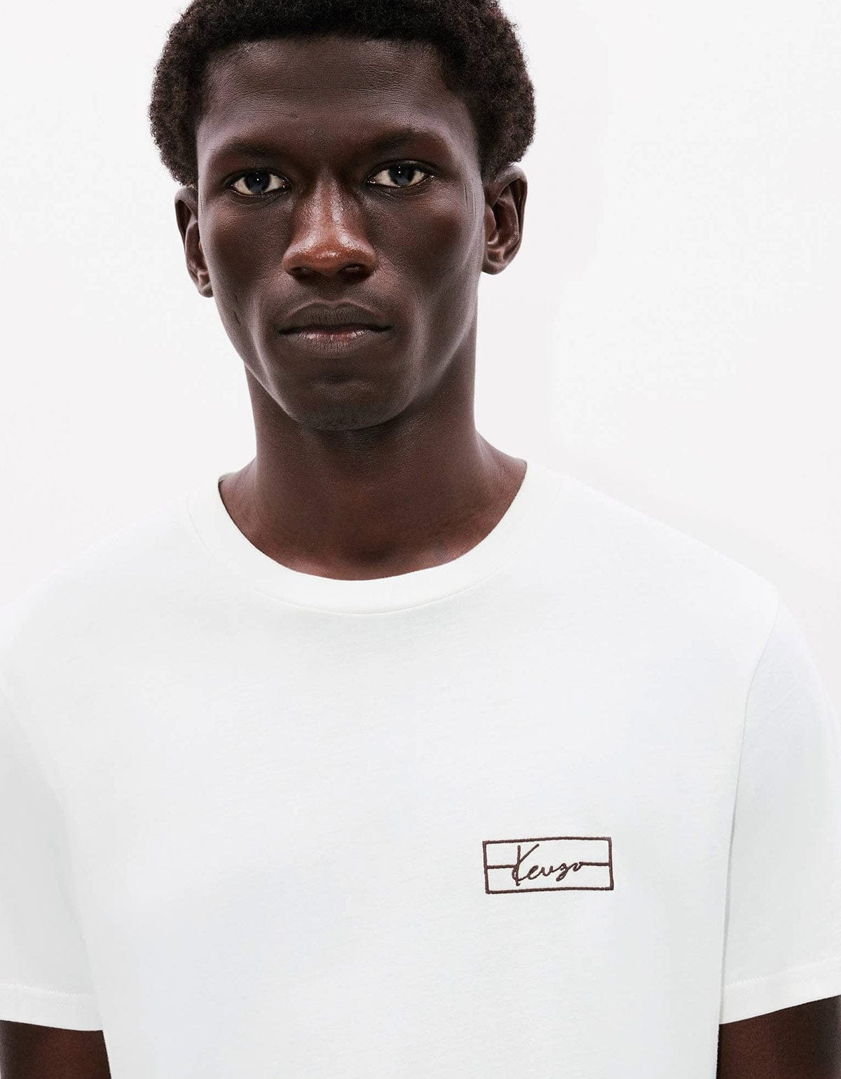 Kenzo Weave White Logo Embroidered T-Shirt - 5