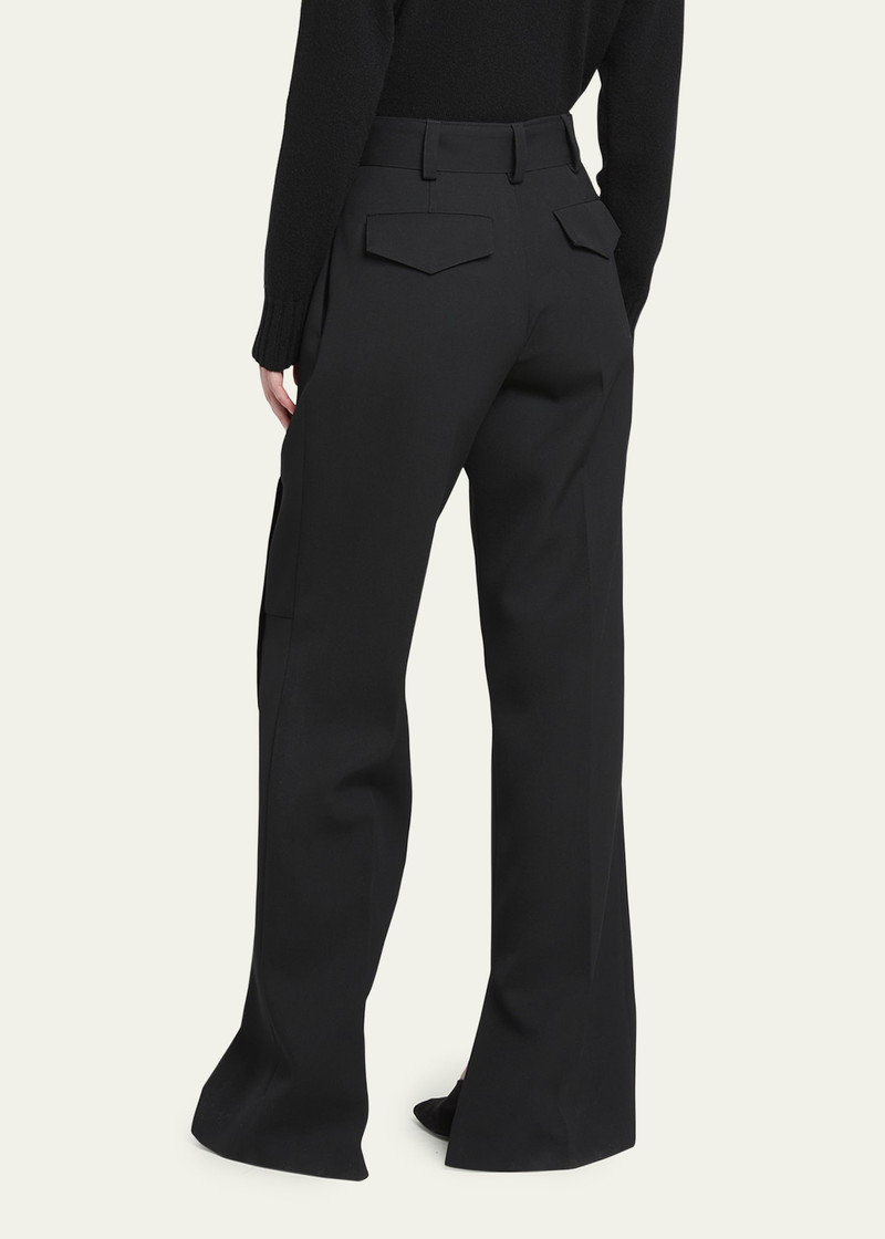 40 Pleated Belted Straight-Leg Split-Hem Trousers 3