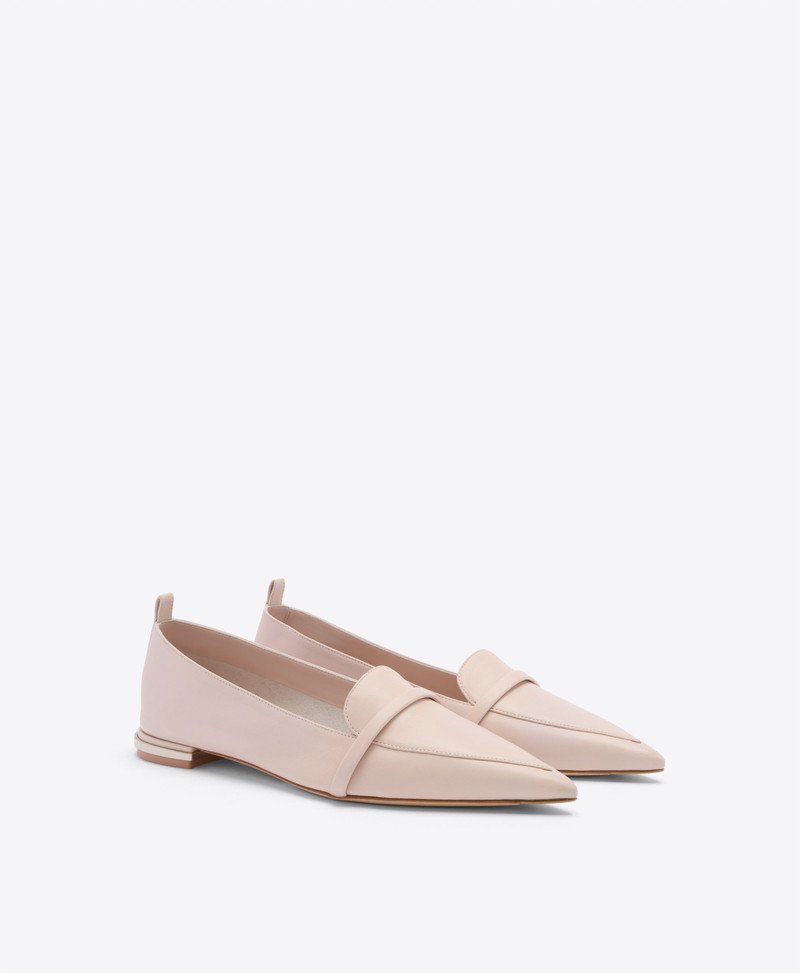 MALONE SOULIERS Dora Pale Pink Leather Loafers outlook