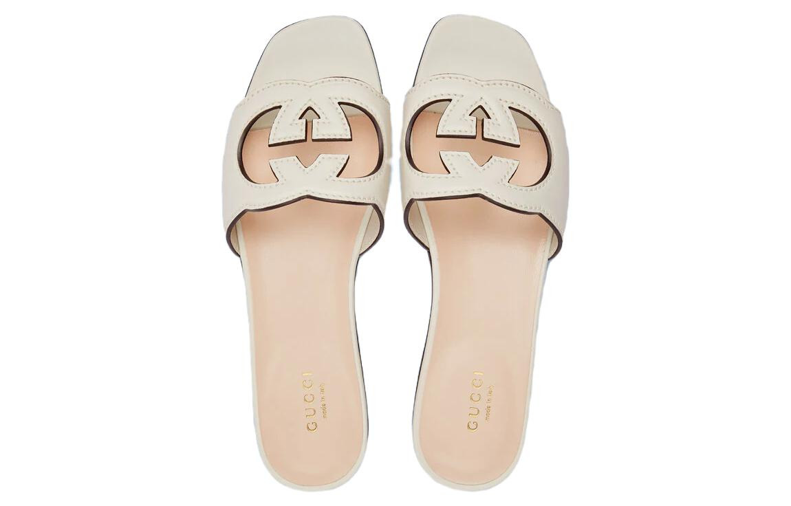 (WMNS) Gucci Interlocking G cut-out slide sandal 'White Leather' 694451-US000-9022 - 4