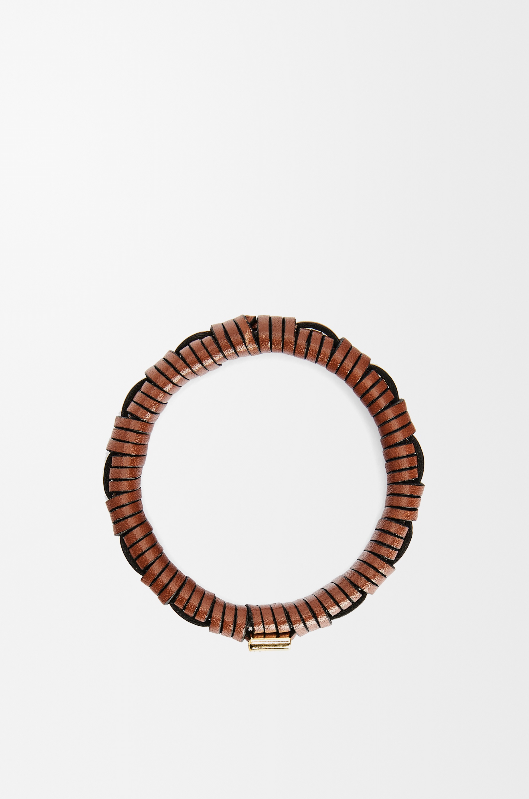 Woven bangle in brass and classic calfskin - 2