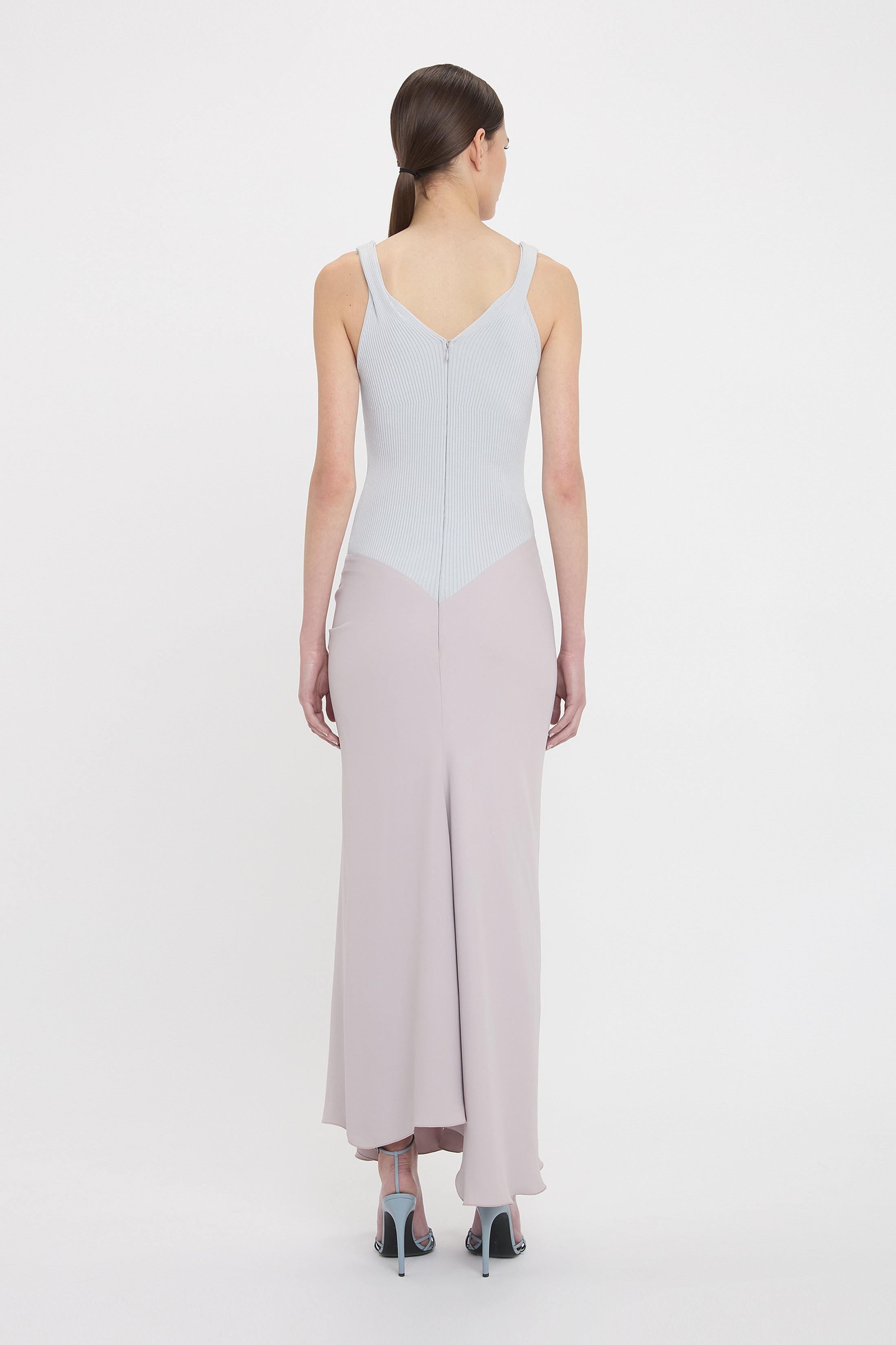 Knit Detail Cami Midi Dress In Heather - 4