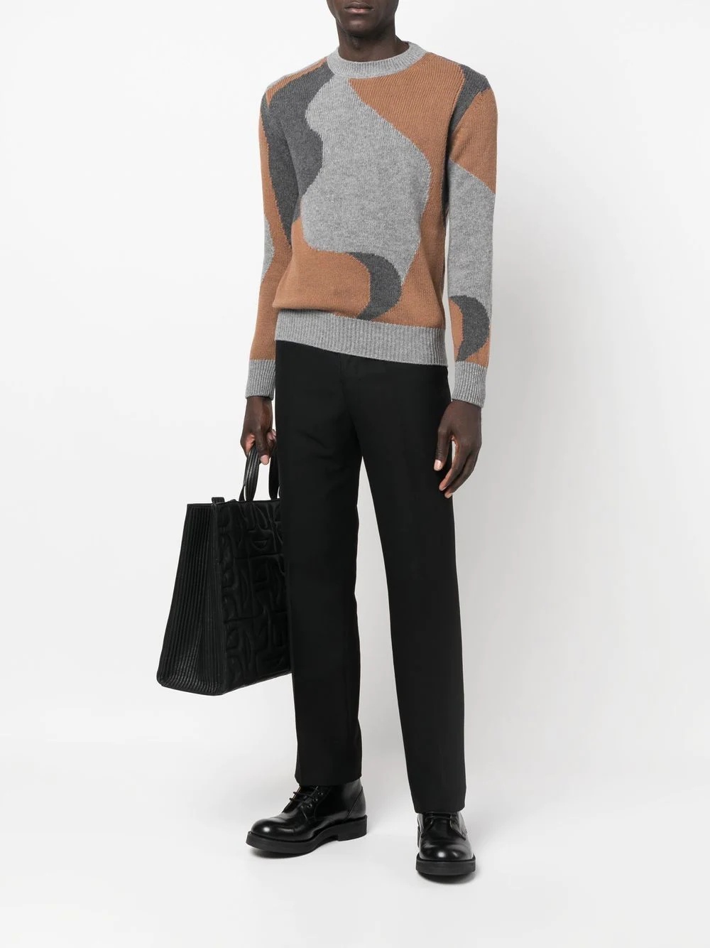 abstract-pattern knitted crew-neck jumper - 2