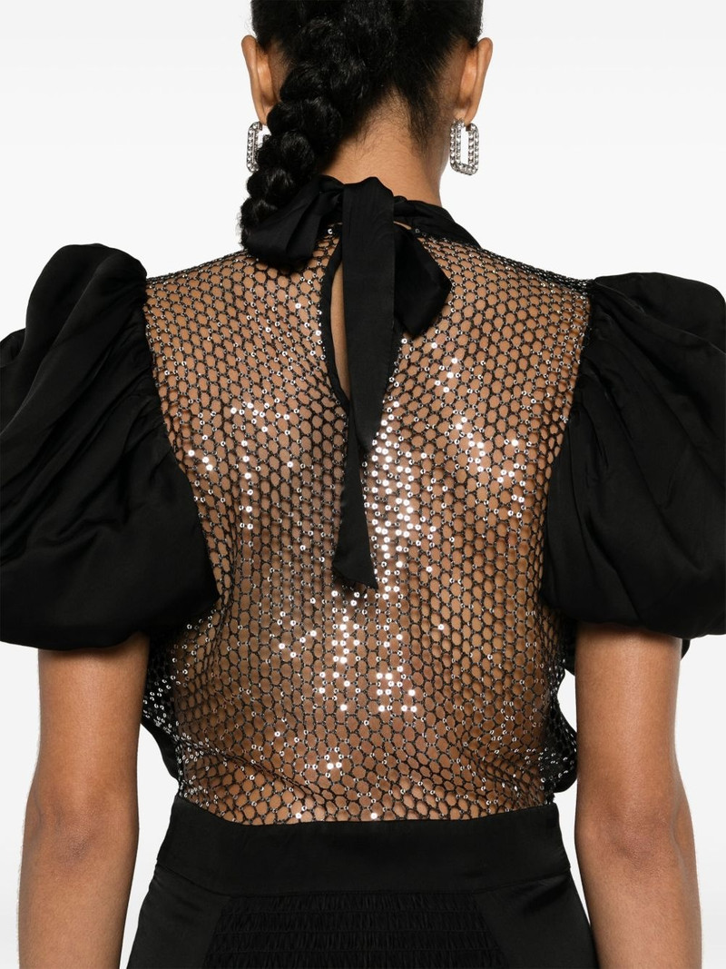 puff-sleeve sequin embellished midi dress 5