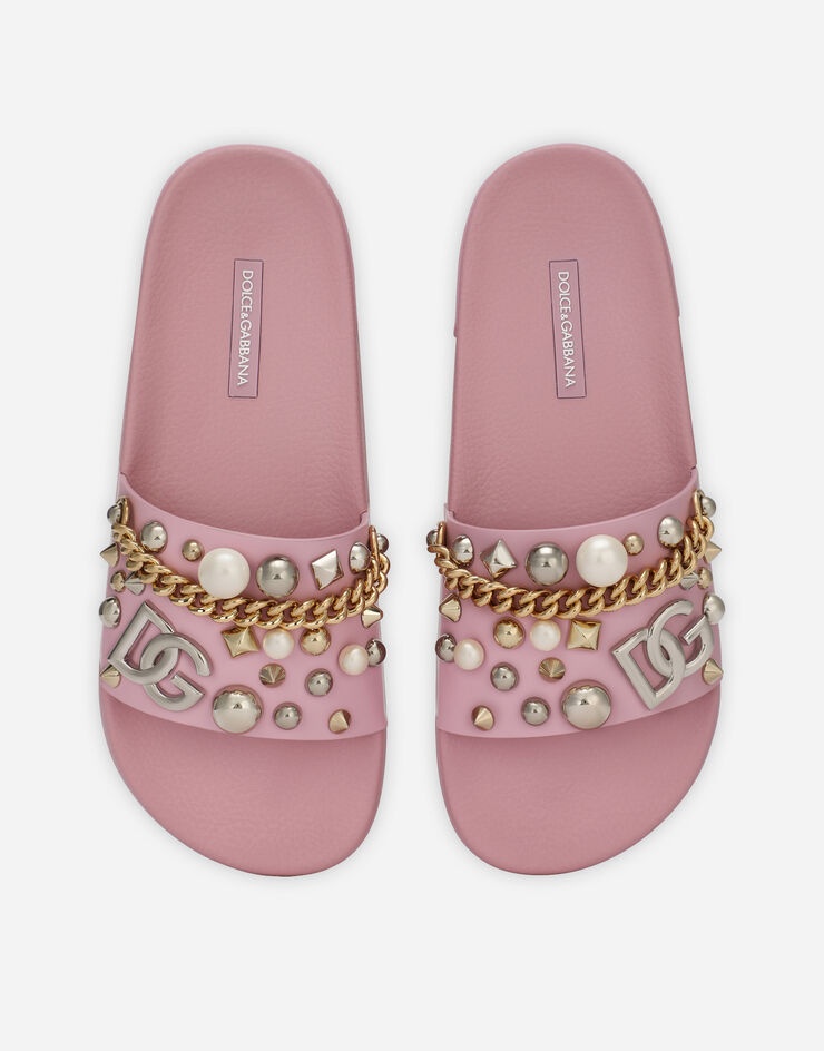 Rubber beachwear sliders with embroidery - 4