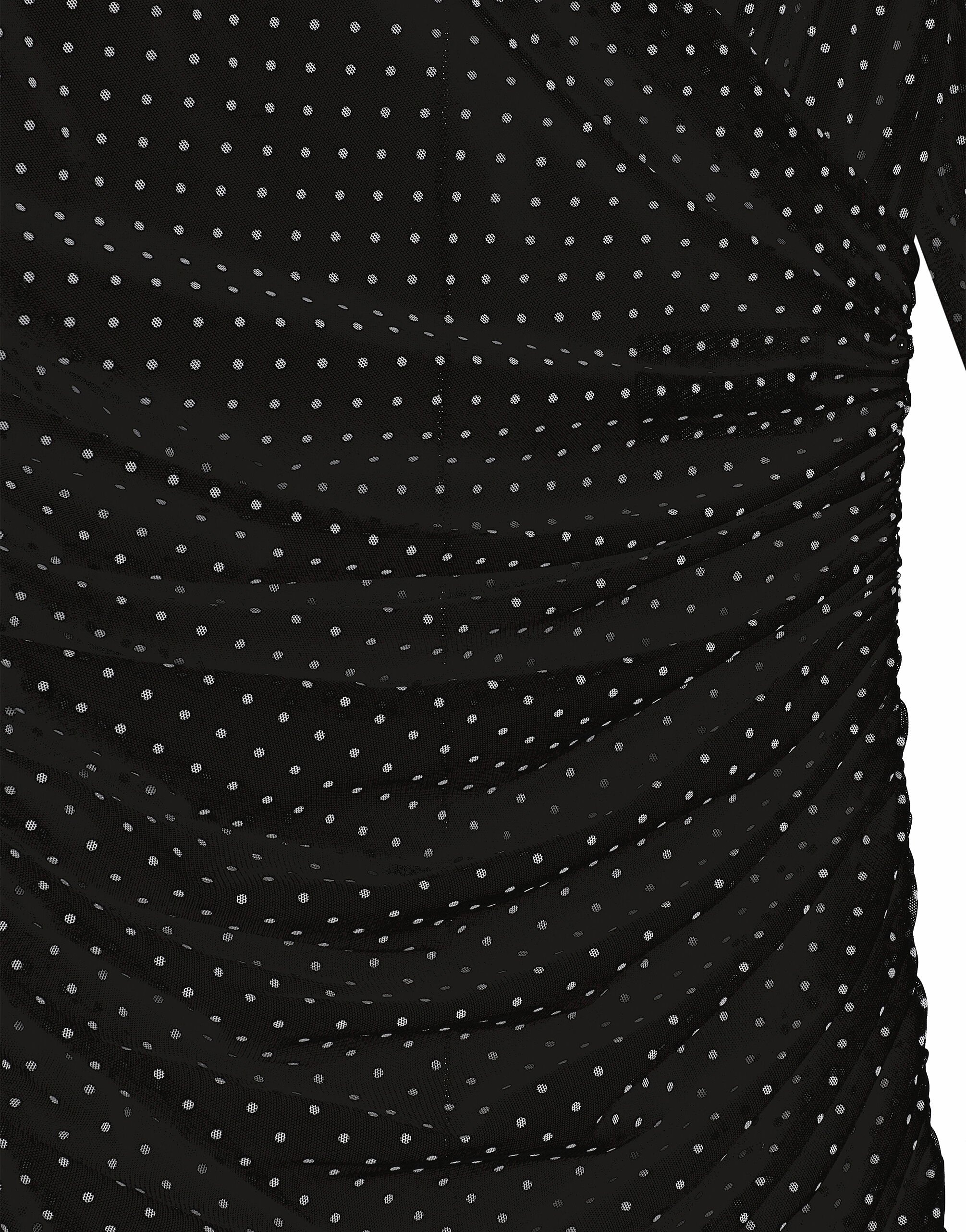 Tulle calf-length dress with draping and polka-dot print - 5