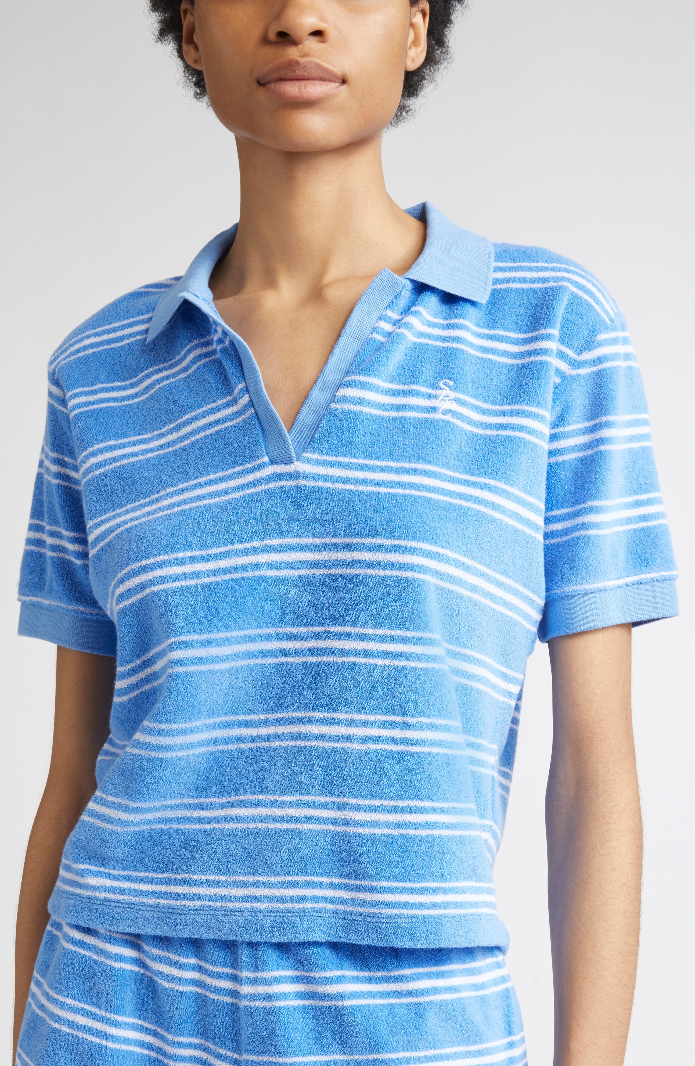 Sporty & Rich Terry Cloth Polo in Juniper at Nordstrom - 5