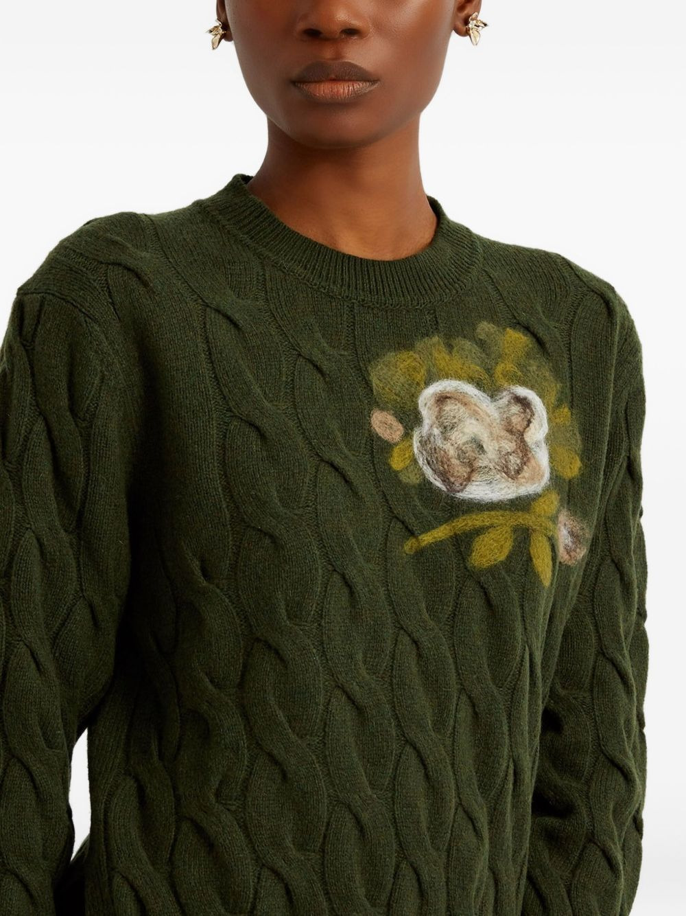 cable-knit floral-embroidered sweater - 4