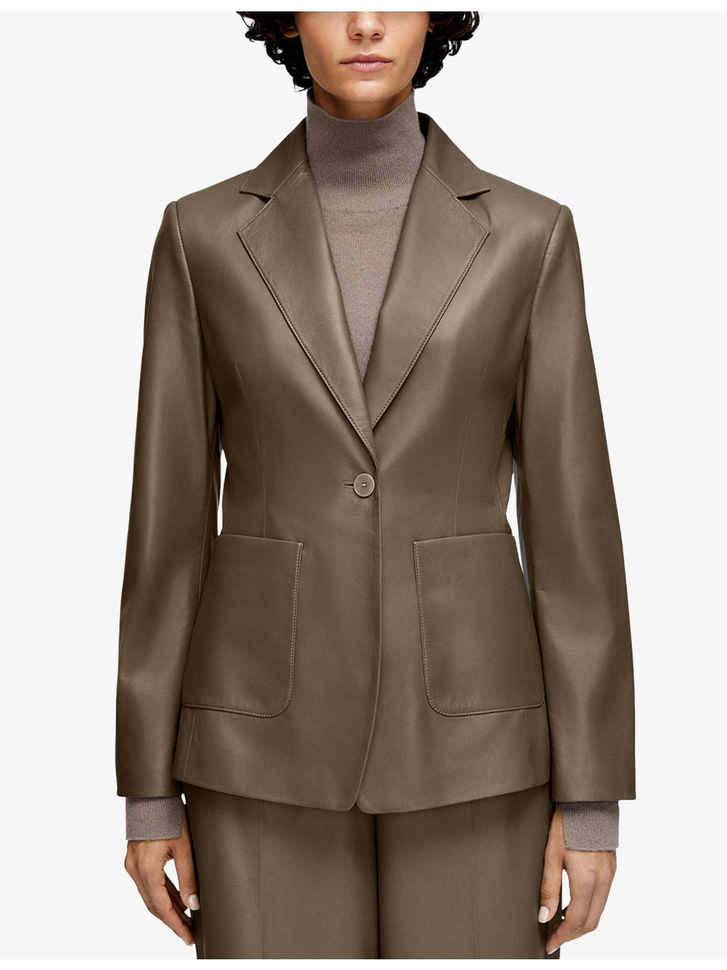 Glenview Single-Breasted Leather Blazer - 3
