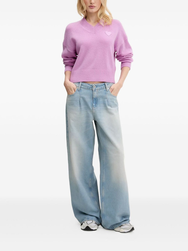 HUGO heart-detail V-neck sweater outlook
