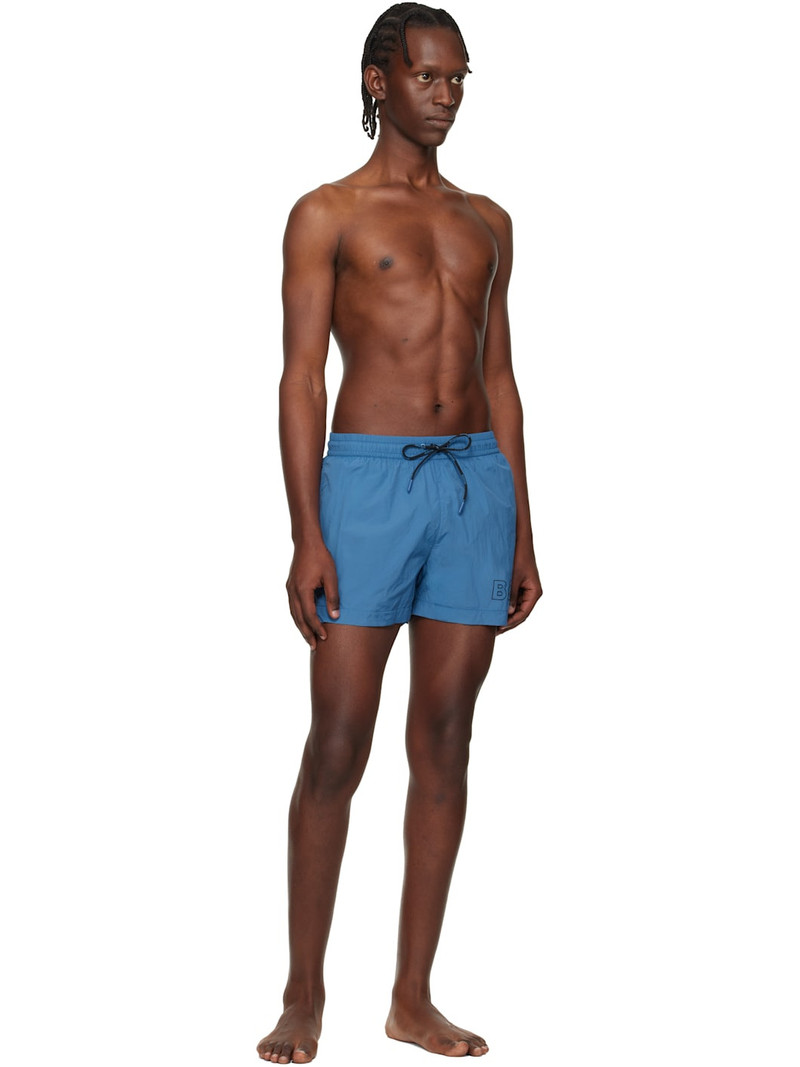 BOSS Blue Outline Logo Print Swim Shorts outlook