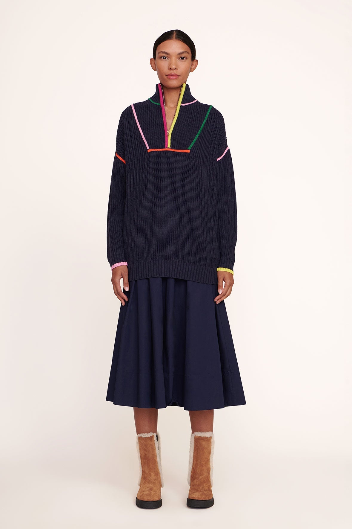 STAUD HAMPTON SWEATER NAVY MULTI - 4