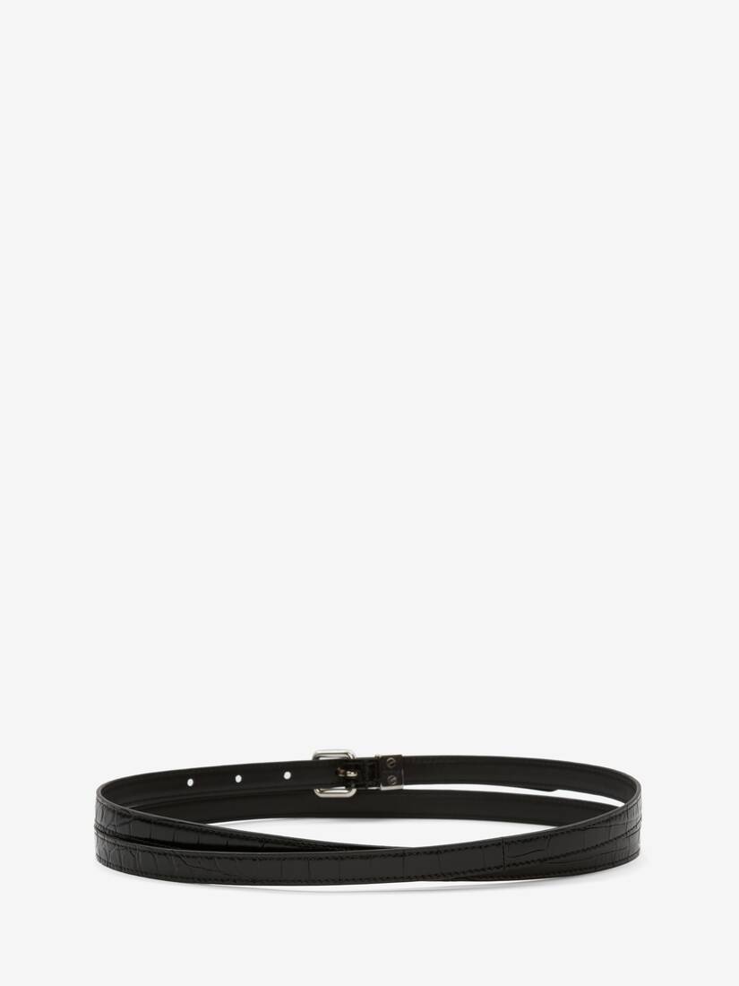 Pave Skull Double Belt in Black - 2