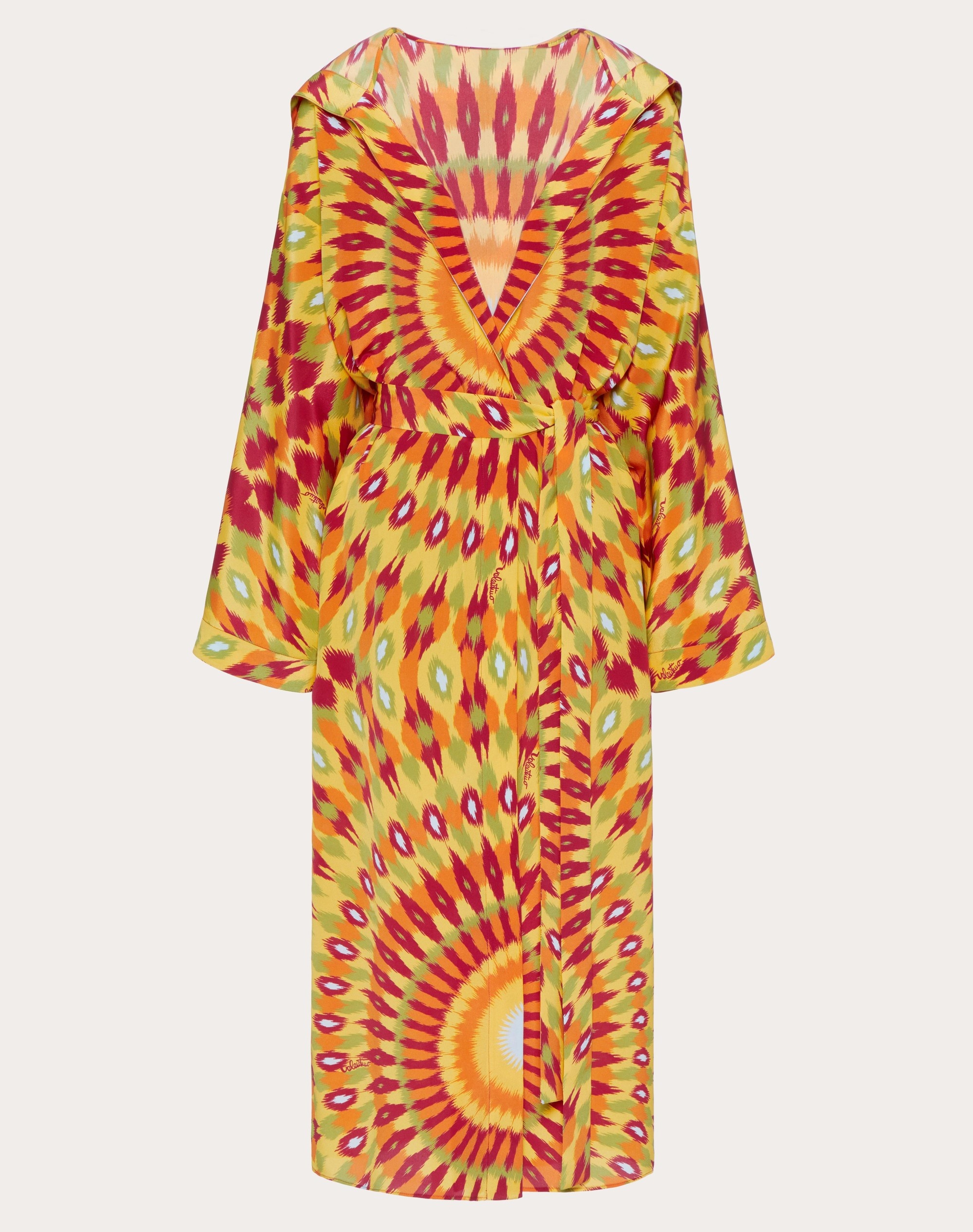 CREPE DE CHINE COAT WITH ROUND RAIN PRINT - 1