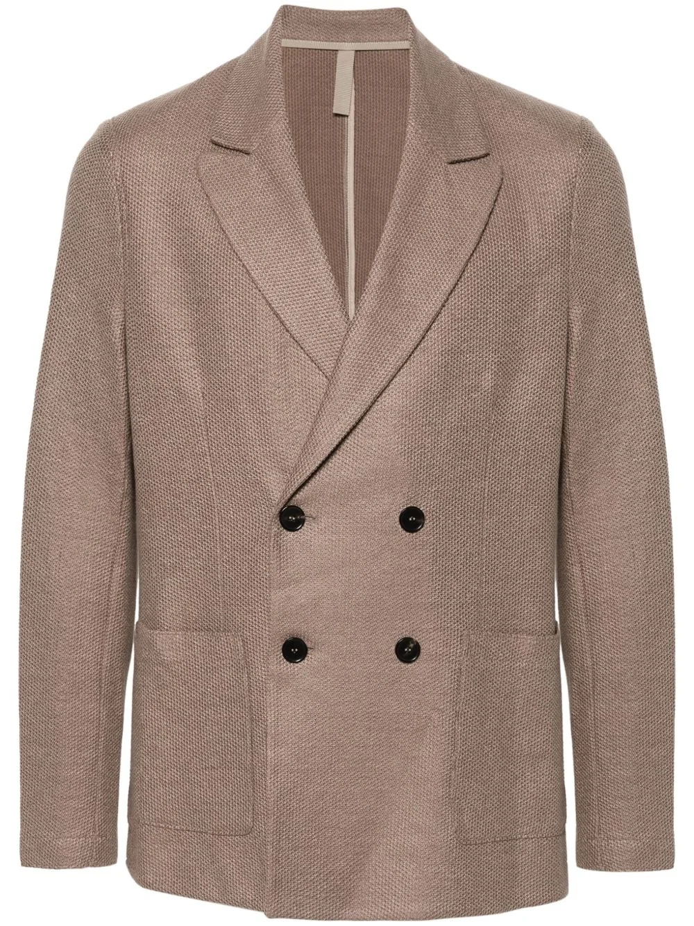 honeycomb-knit double-breasted blazer - 1