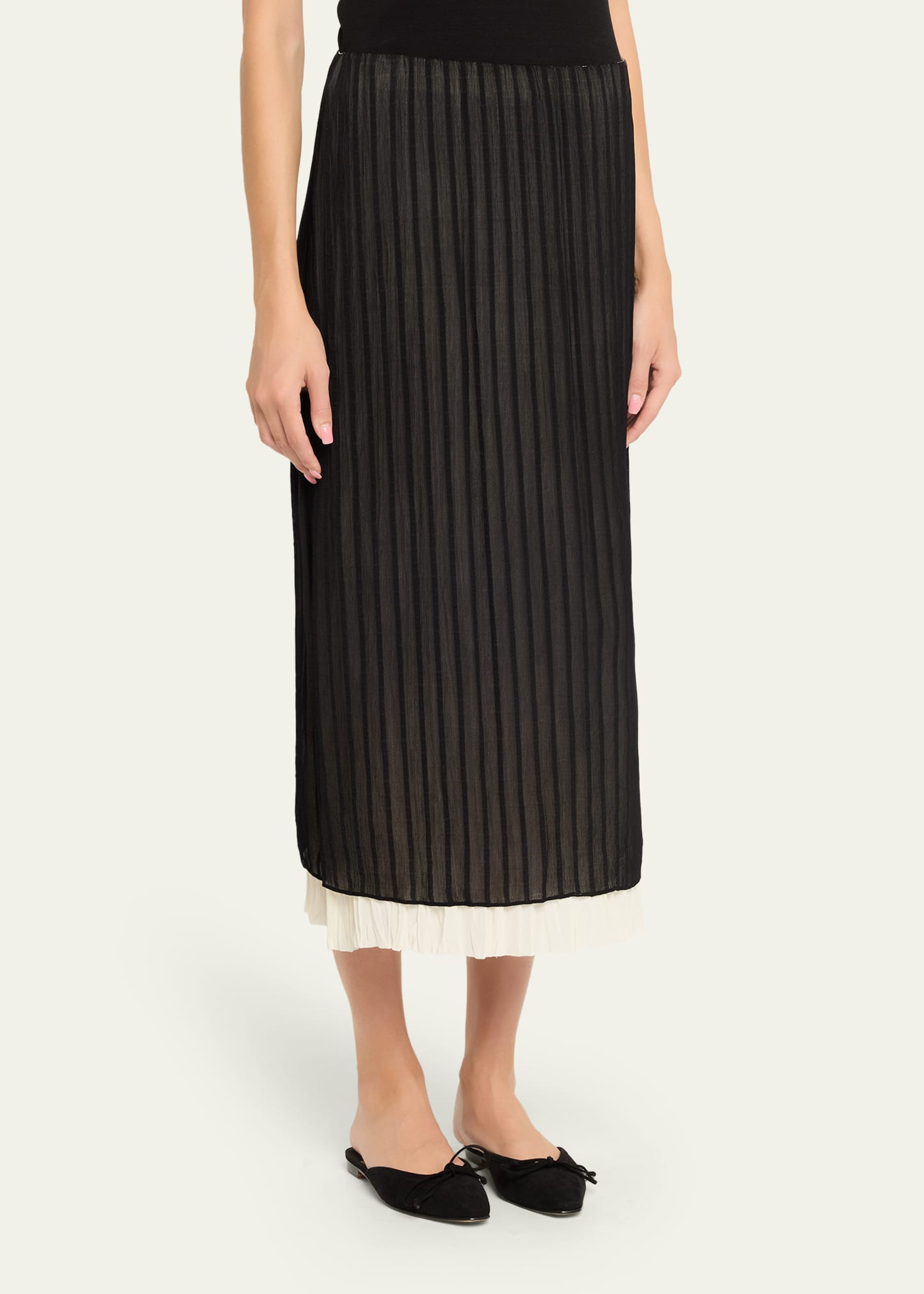 Layered Pleated Midi Skirt - 4