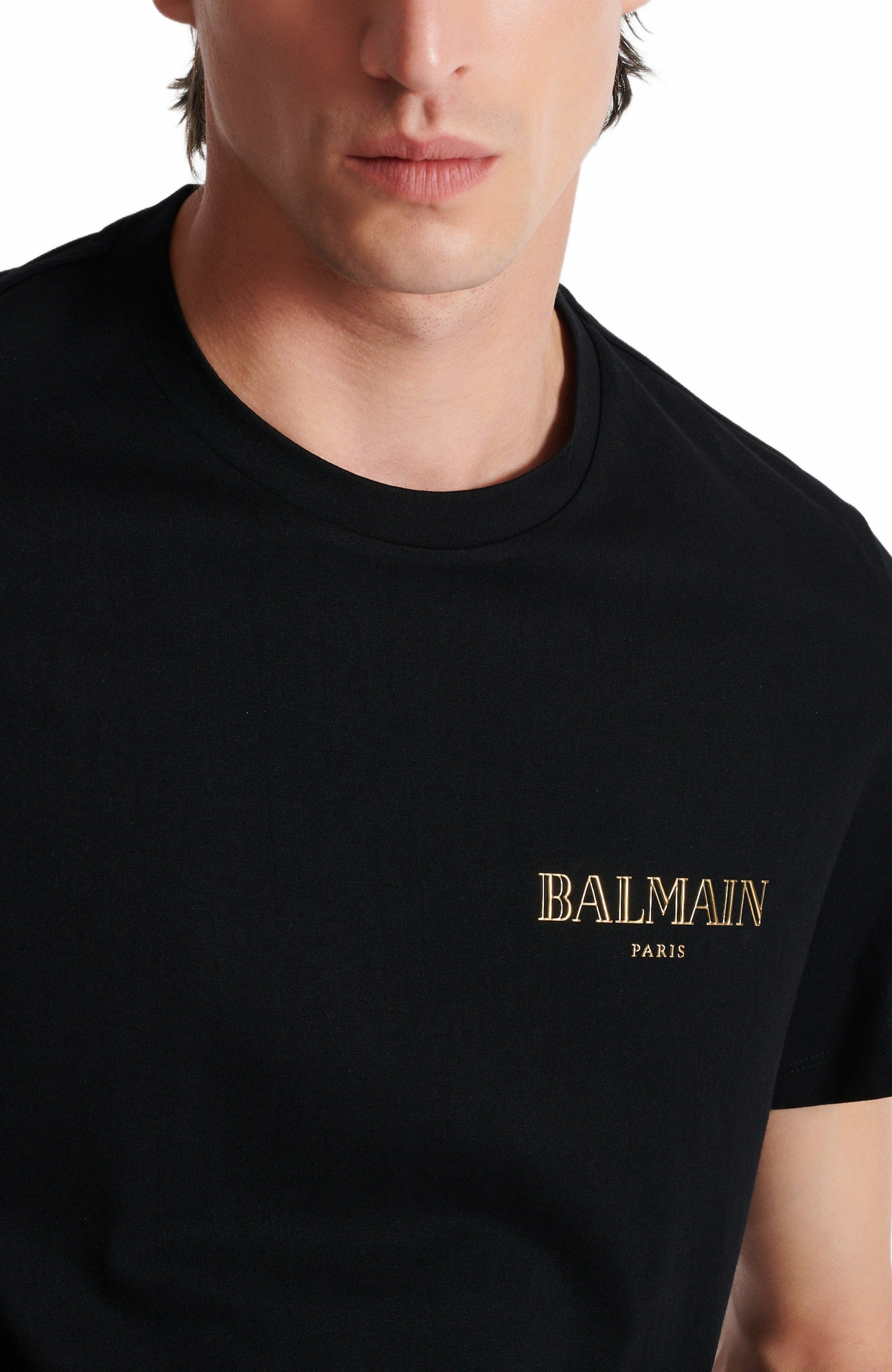 T-shirt with vintage gel Balmain logo in Black at Nordstrom - 7