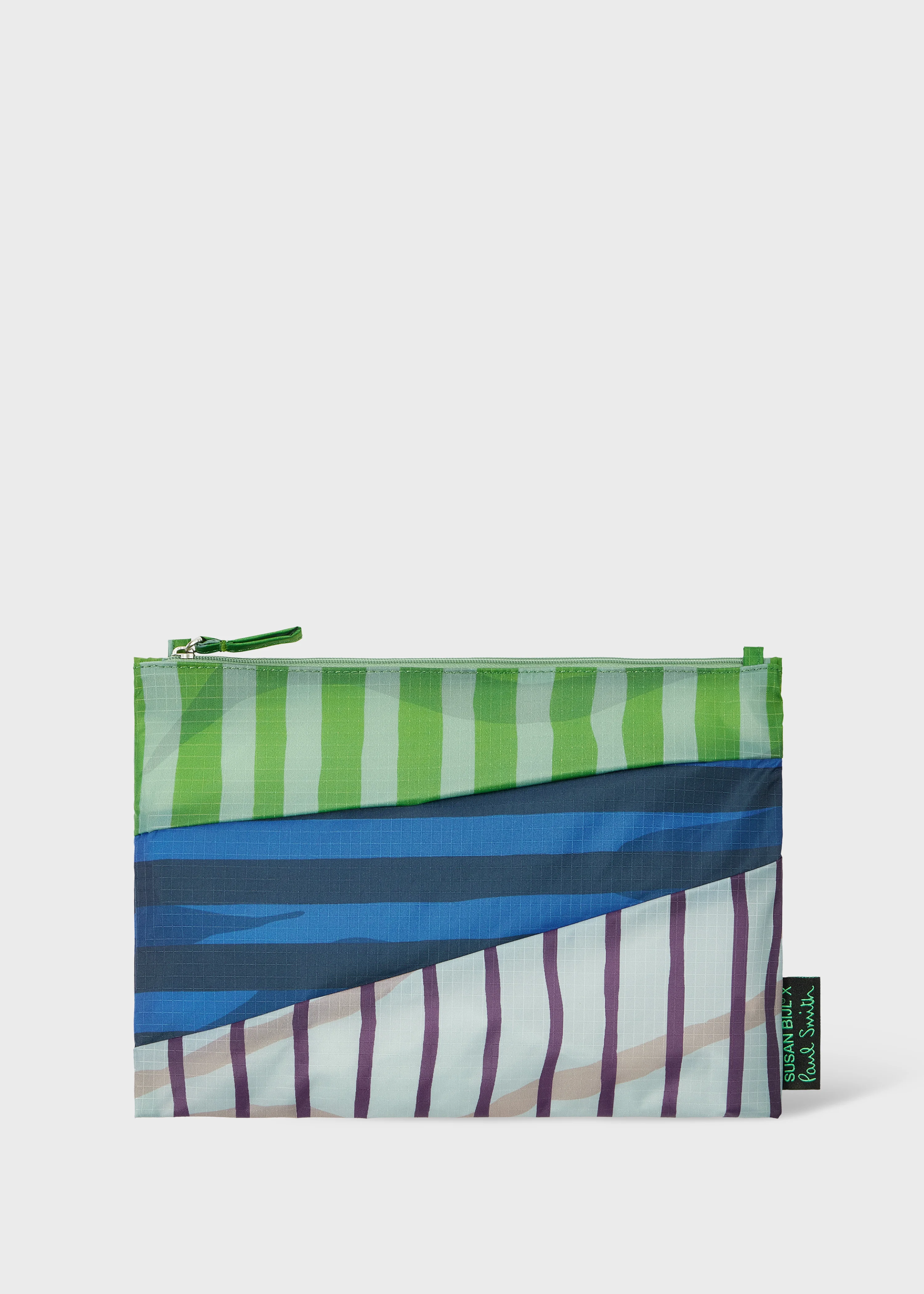 Susan Bijl x Paul Smith - Green Mixed Stripe 'The New Pouch' Medium - 1
