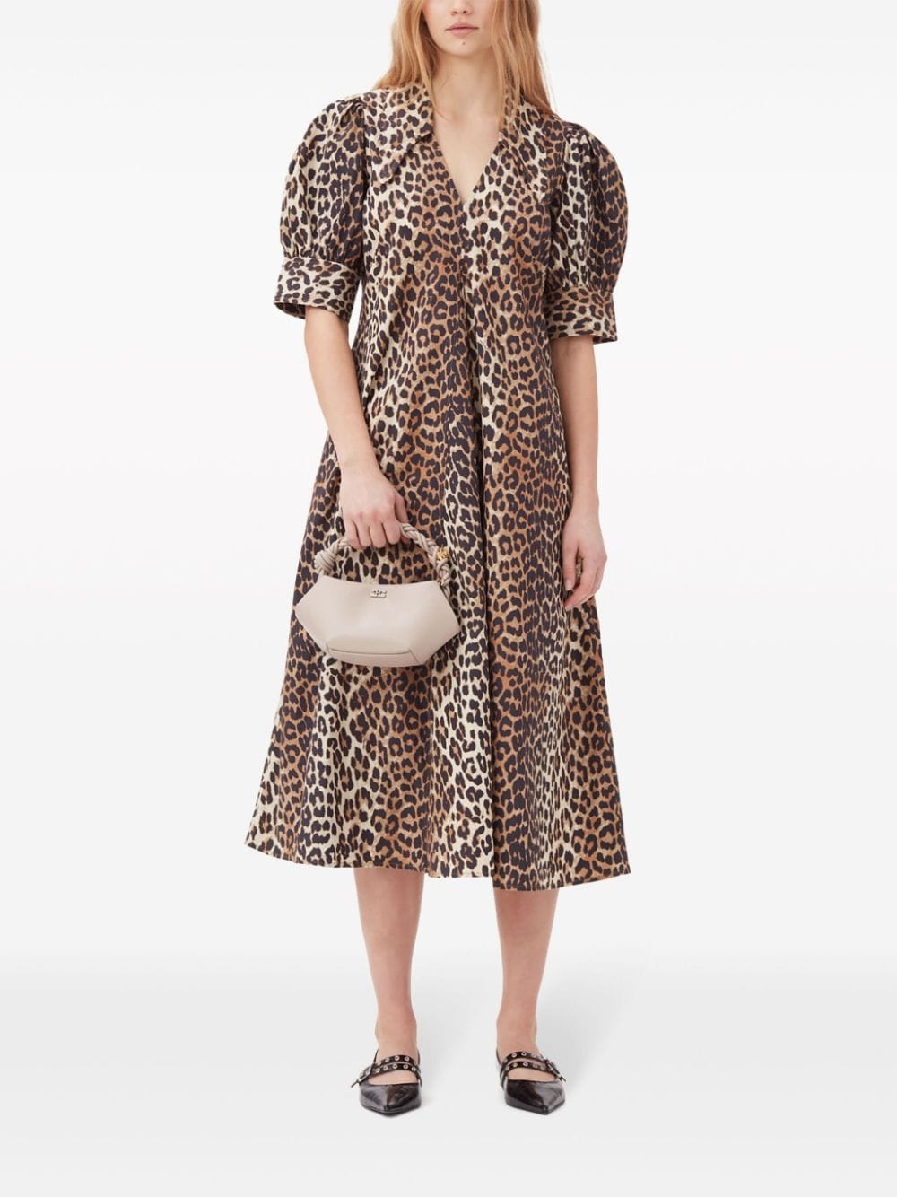 leopard-print organic cotton midi dress - 2