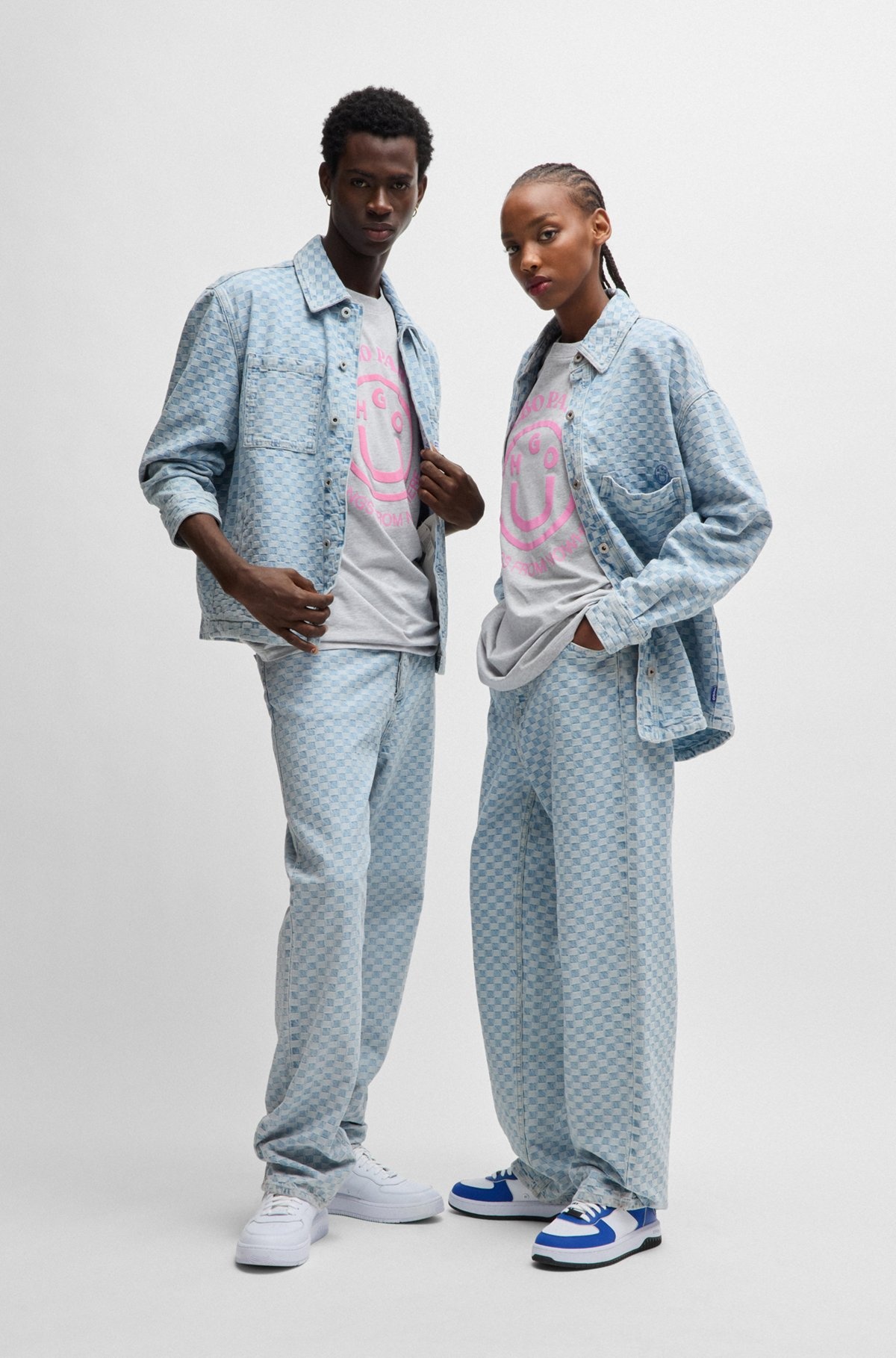 BAGGY-FIT JEANS IN CHECKERBOARD DENIM - 3