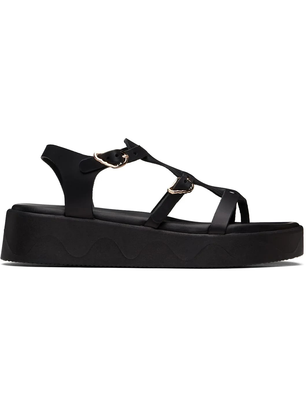Black Grace Kelly Wave Sandals - 1