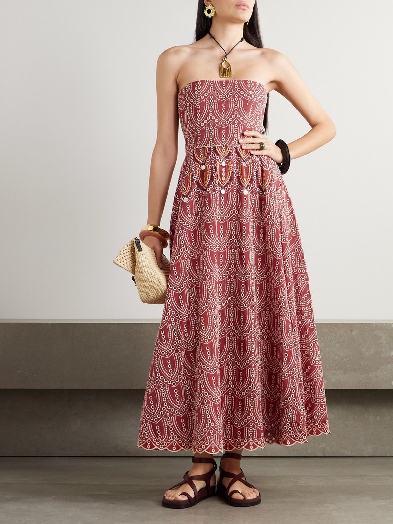 Johanna Ortiz Bengala Strapless Embellished Broderie Anglaise Maxi Dress outlook