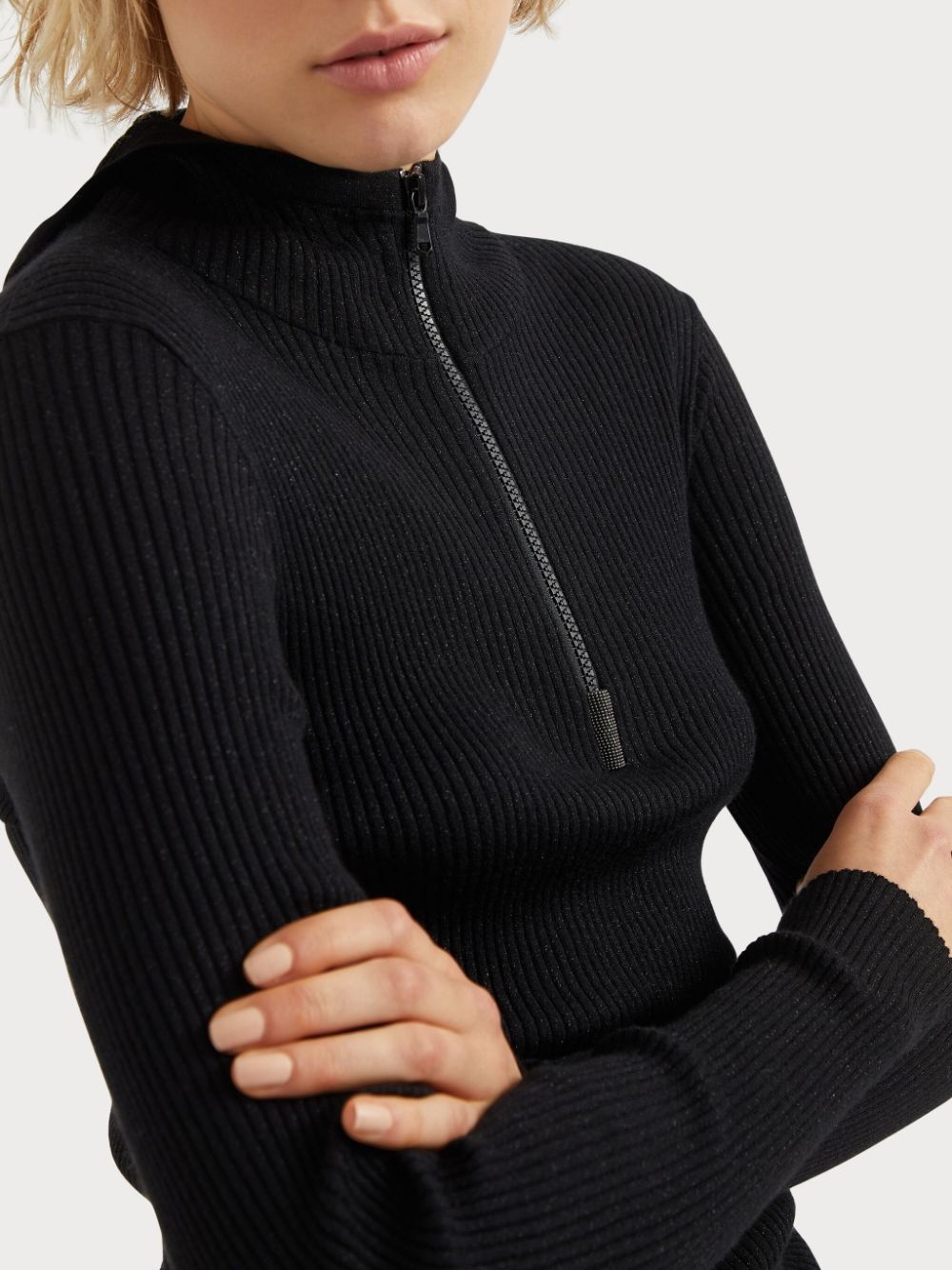 hooded ribbed knit sweater - 5