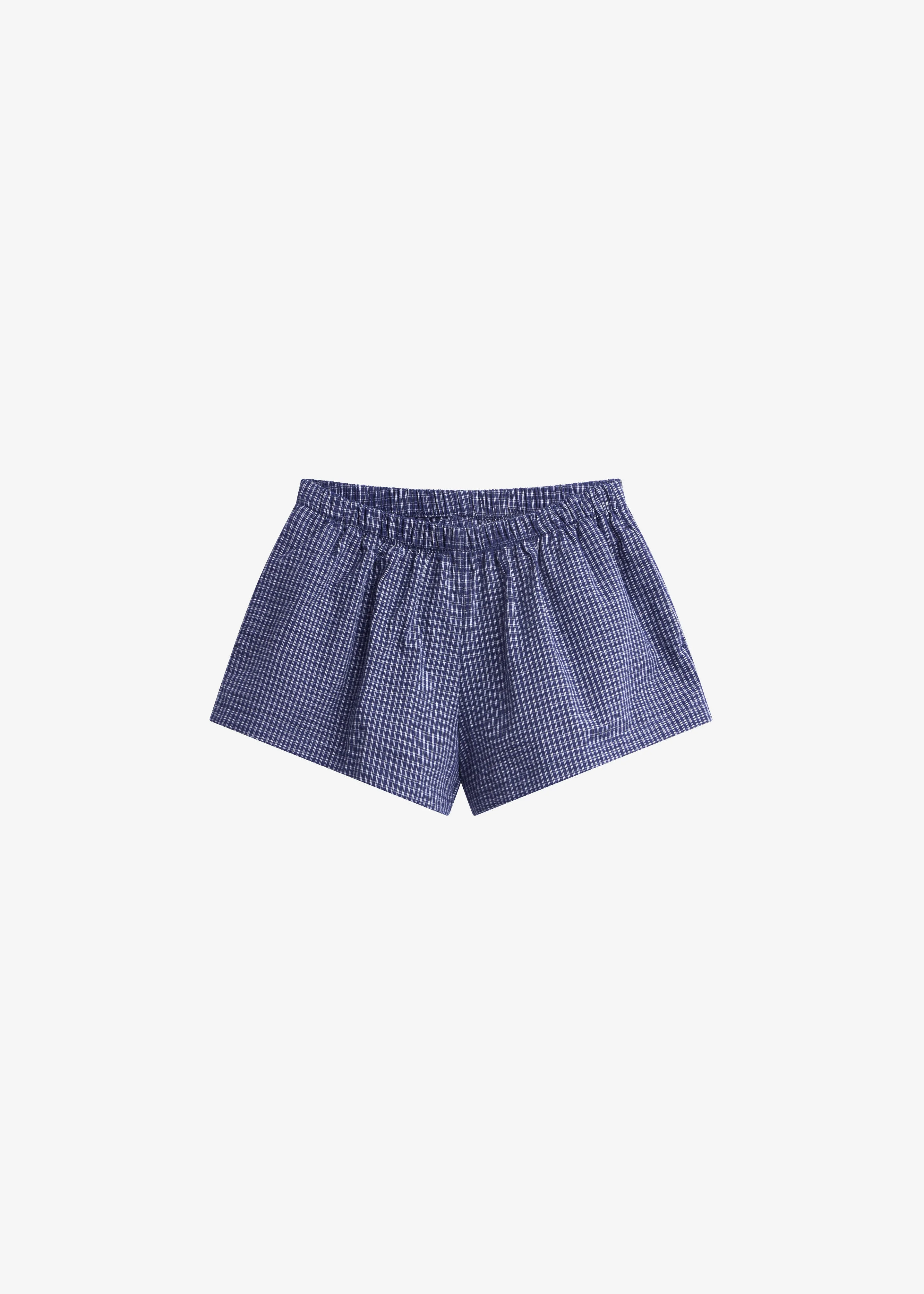 Solaro Mini Shorts - Navy Plaid - 1