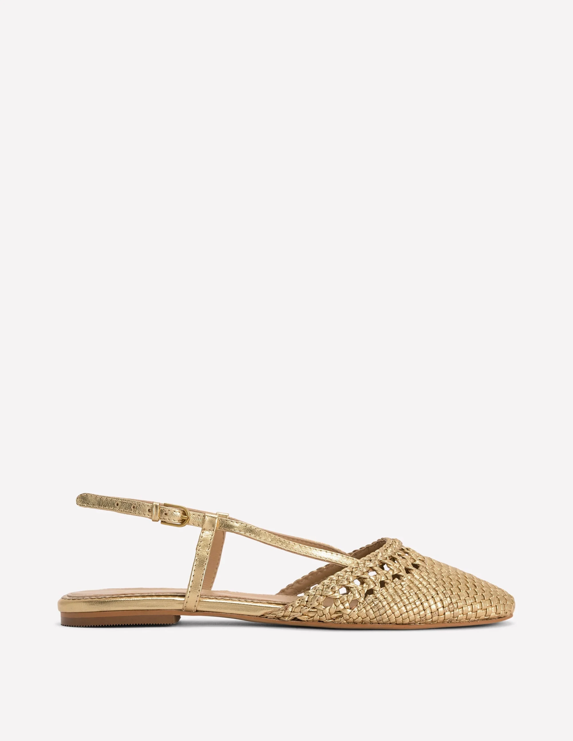 Woven Slingback Flats-Gold - 1