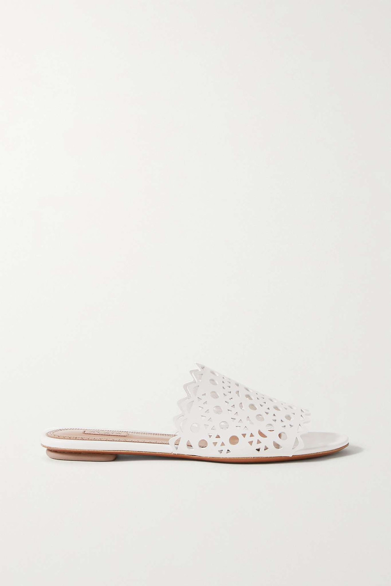 Laser-cut leather slides 1