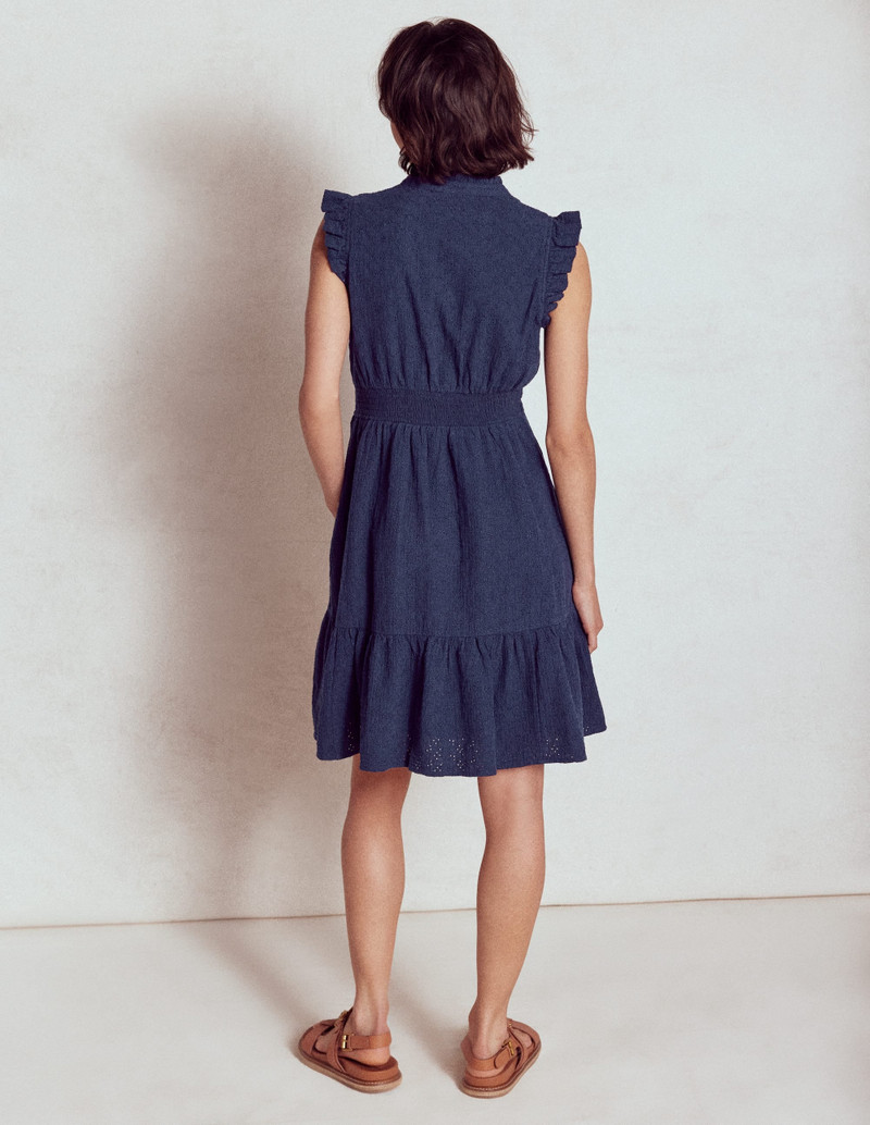 Wren Double Cloth Short Dress-Navy 7