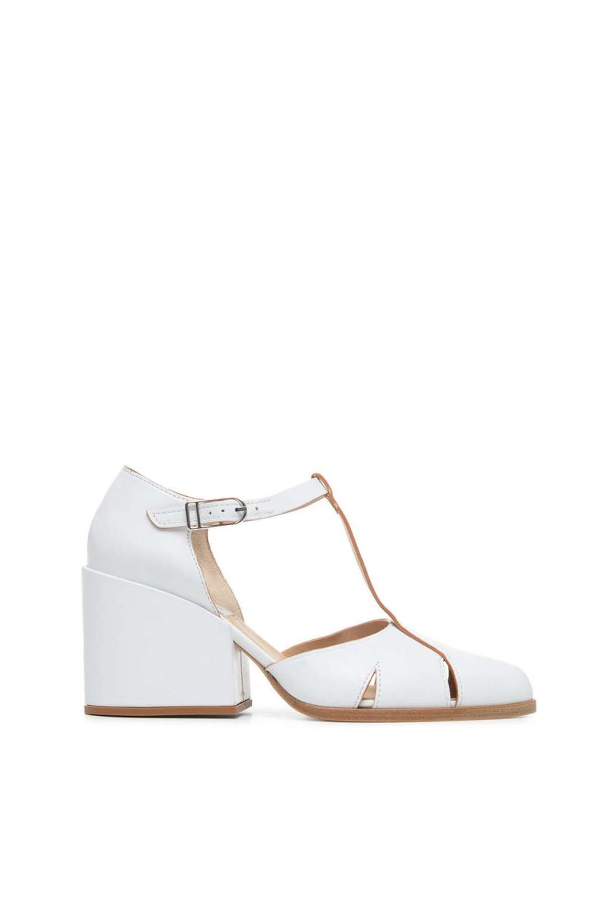 Hawes T-Strap Heel in Ivory Leather - 1
