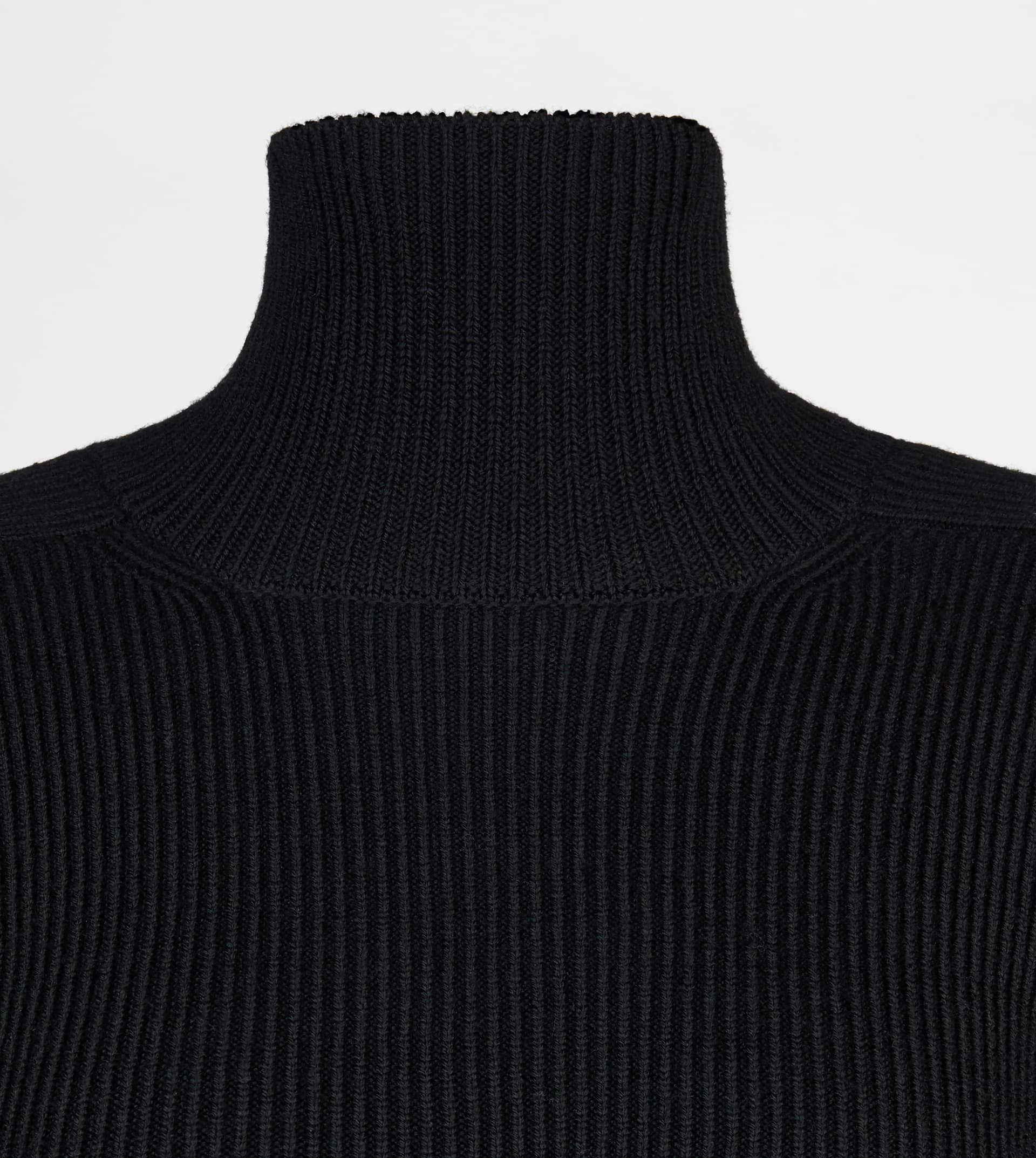 DRESS IN WOOL AND LEATHER - BLACK - 6