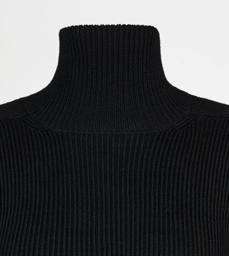 DRESS IN WOOL AND LEATHER - BLACK 6